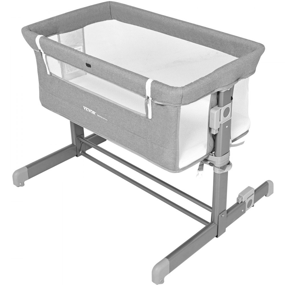 VEVOR Baby Bassinet, 5-Level Height Adjustable, Baby Bassinet Bedside Sleeper with Comfy Mattress and Wheels, Baby Cradle Bedside Crib with Mosquito Net and Side-Opening for Infant Newborn Girl Boy