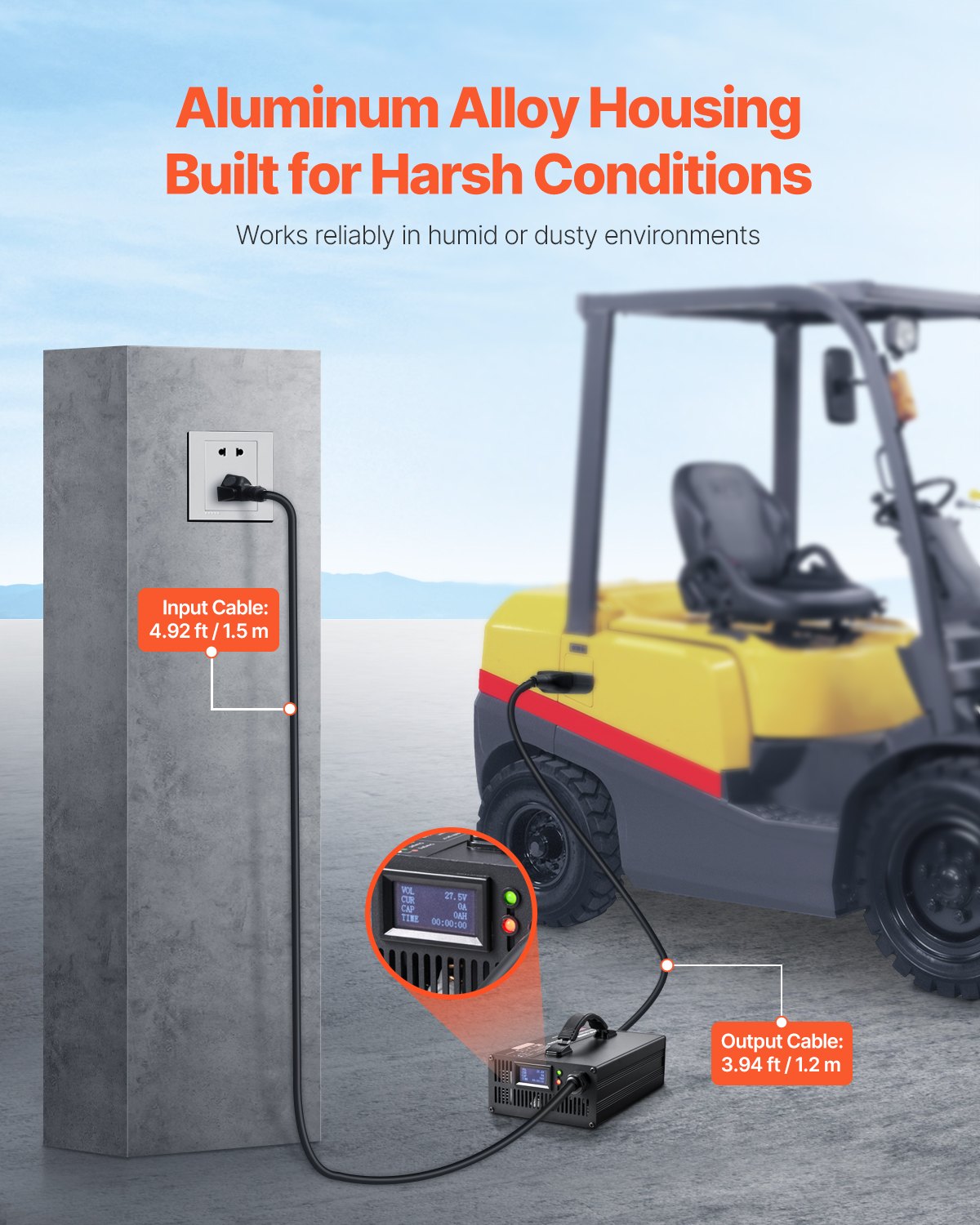 VEVOR Forklift Battery Charger Smart Automatic 24V 30A Fast Charger Portable