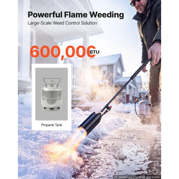 36-Inch Propane Torch Weed Burner – 600,000 BTU Heavy-Duty Torch with 10-Foot Hose and Adjustable Flame