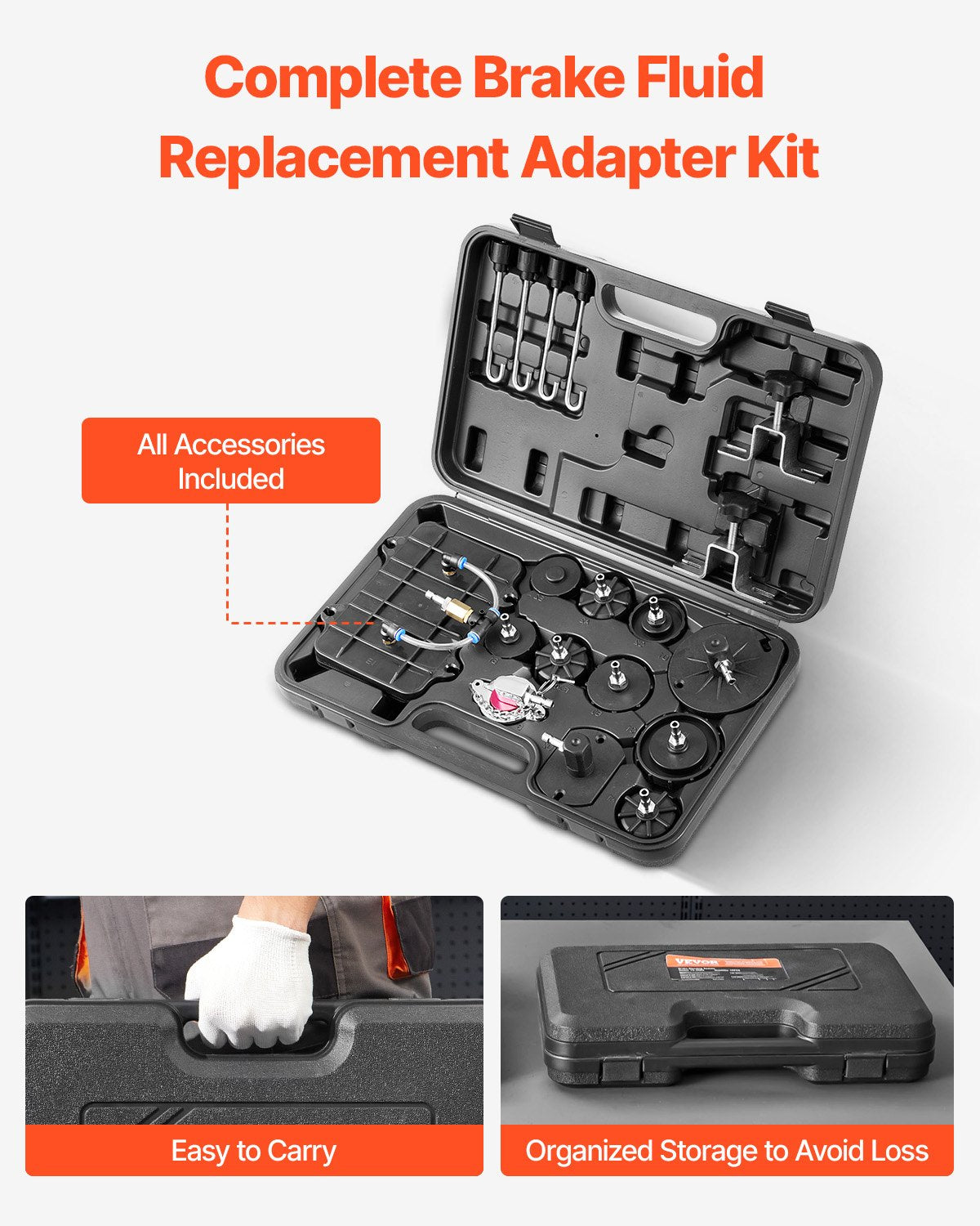 VEVOR 12 Pcs Brake Master Bleeder Kit Brake Bleeder Adapter Set for Most Vehicles