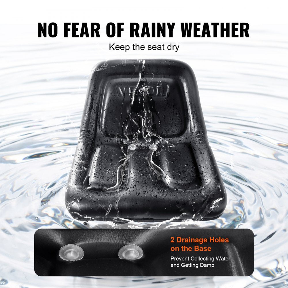 VEVOR Universal Tracor Seat, Lawn Mower Seat with Micro Switch and Drainage Holes, 6.3-13.4 inch Extended Slot Tractor Seat for Tractor Loader Excavator