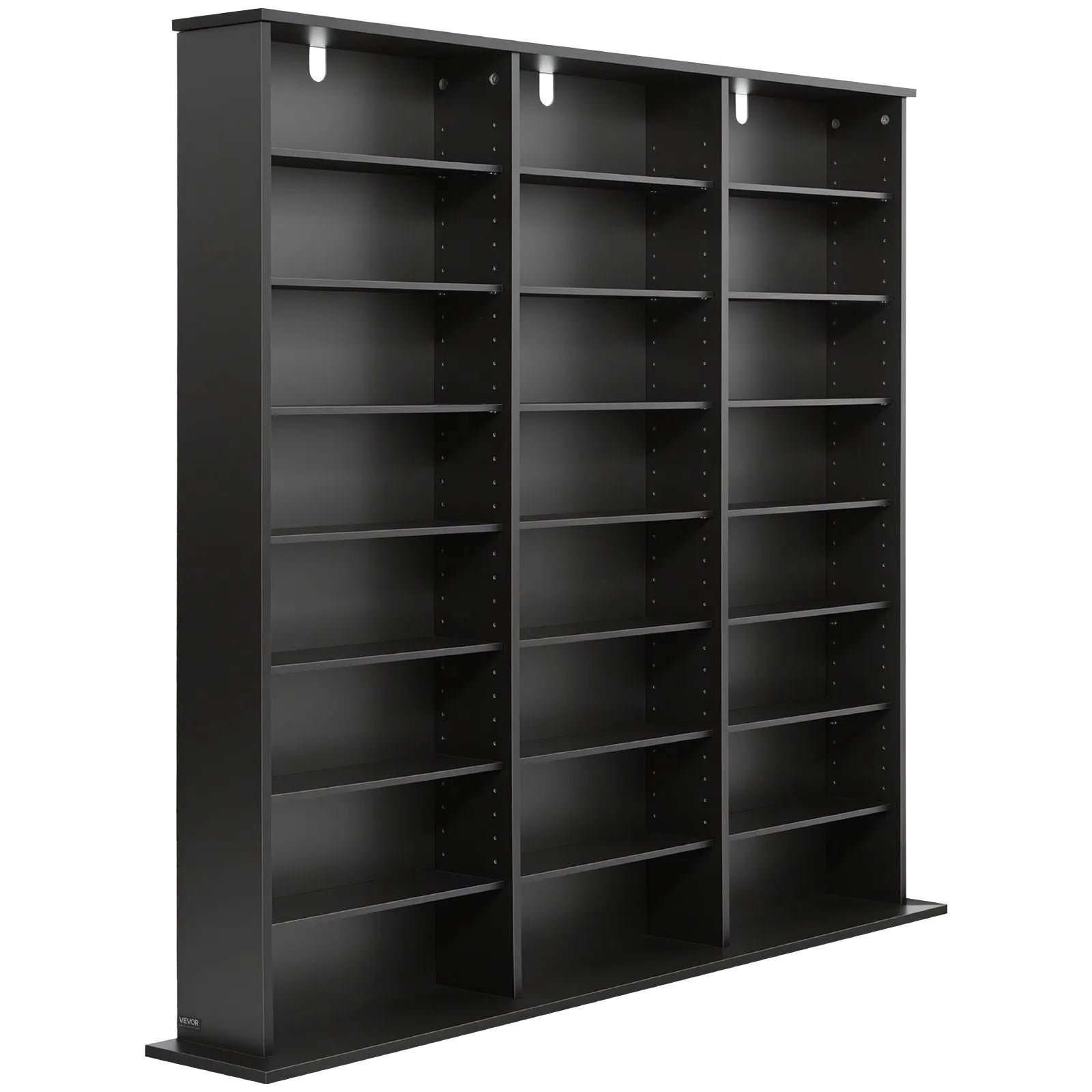 8-Tier Media Storage Cabinet for CDs, DVDs, Books & Games – 24 Adjustable Multimedia Organizer with Anti-Tip Kit, Black