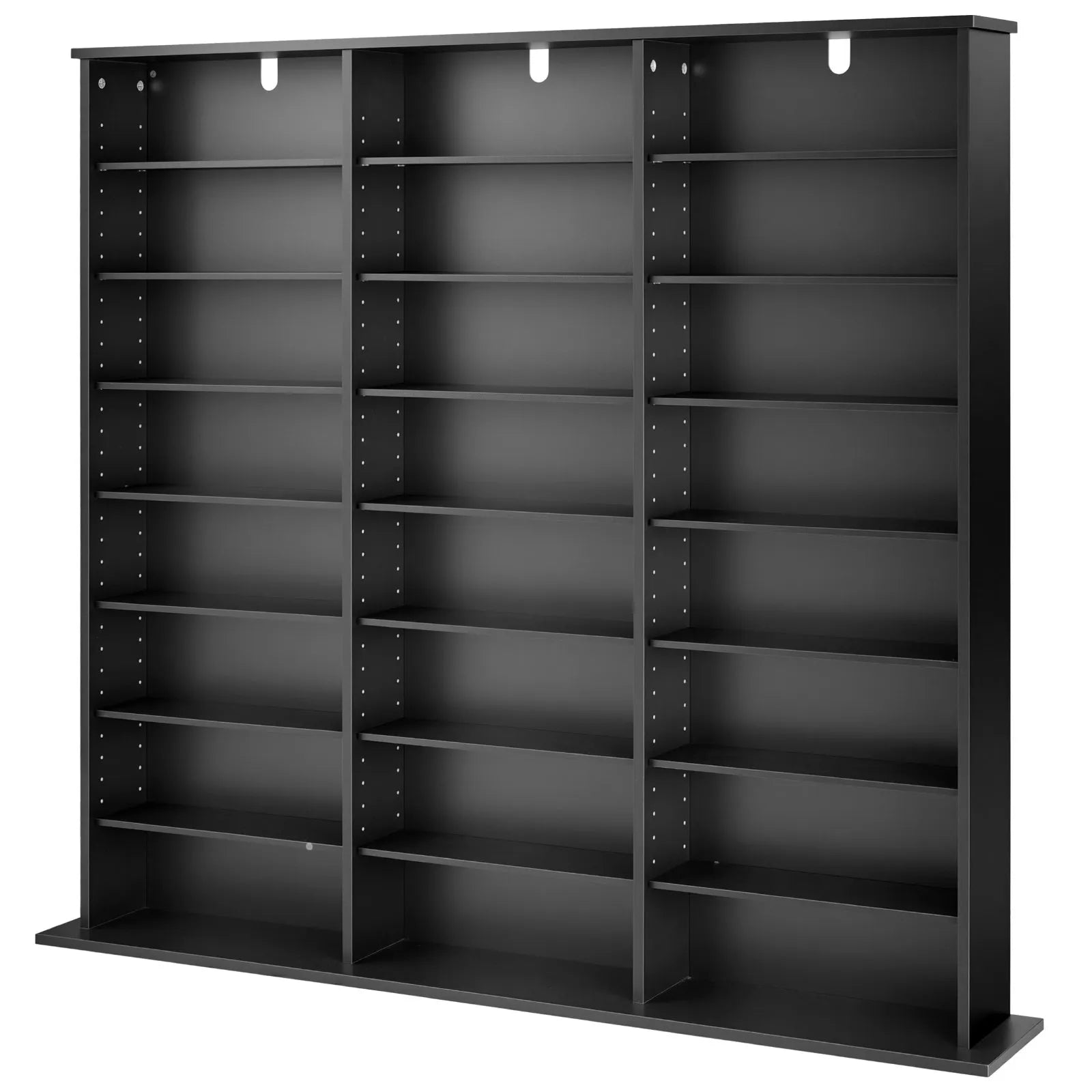 8-Tier Media Storage Cabinet for CDs, DVDs, Books & Games – 24 Adjustable Multimedia Organizer with Anti-Tip Kit, Black