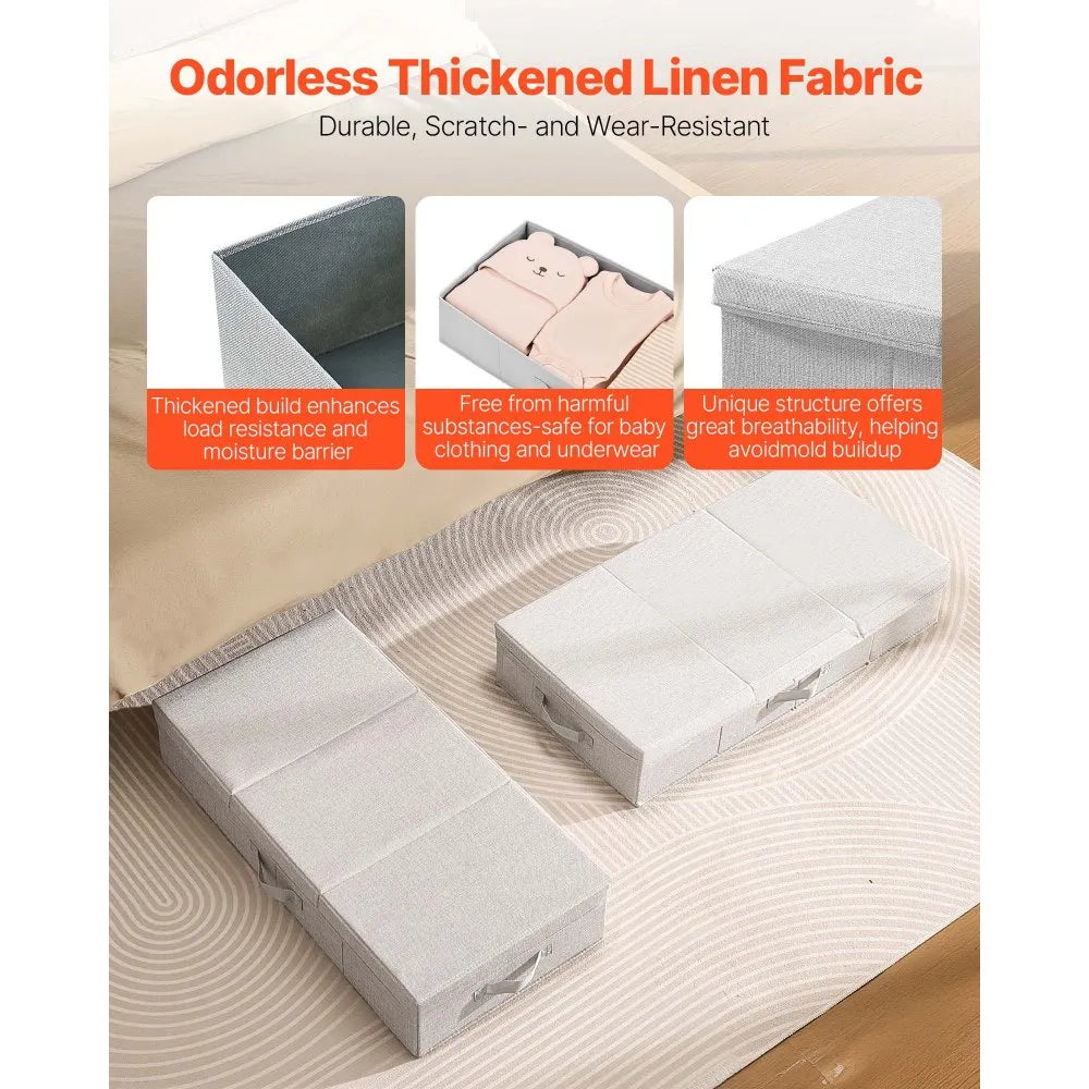 🛏️ Under Bed Storage Containers with Lids – 48L, 2 Pack (Gray)