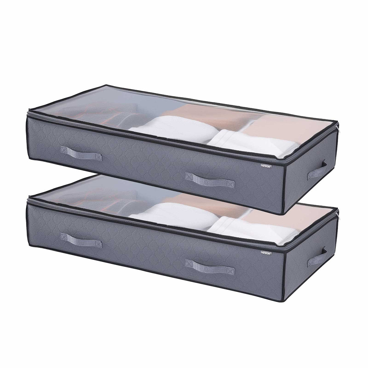 Under Bed Storage Containers with Clear Lids, Foldable Clothes & Shoe Organizer Bins, 4-Pack & 6-Pack
