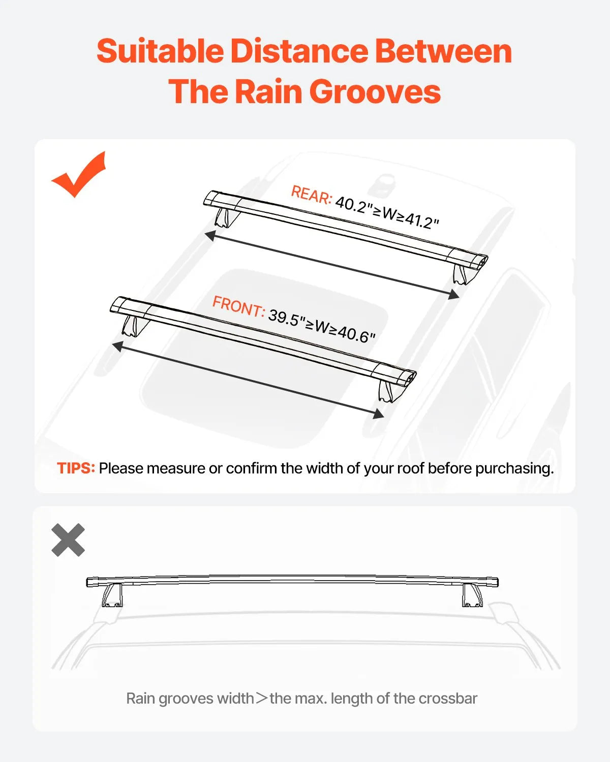 VEVOR Roof Rack Cross Bar for Jeep Grand Cherokee 2014-2023/2011-2021 with Rails