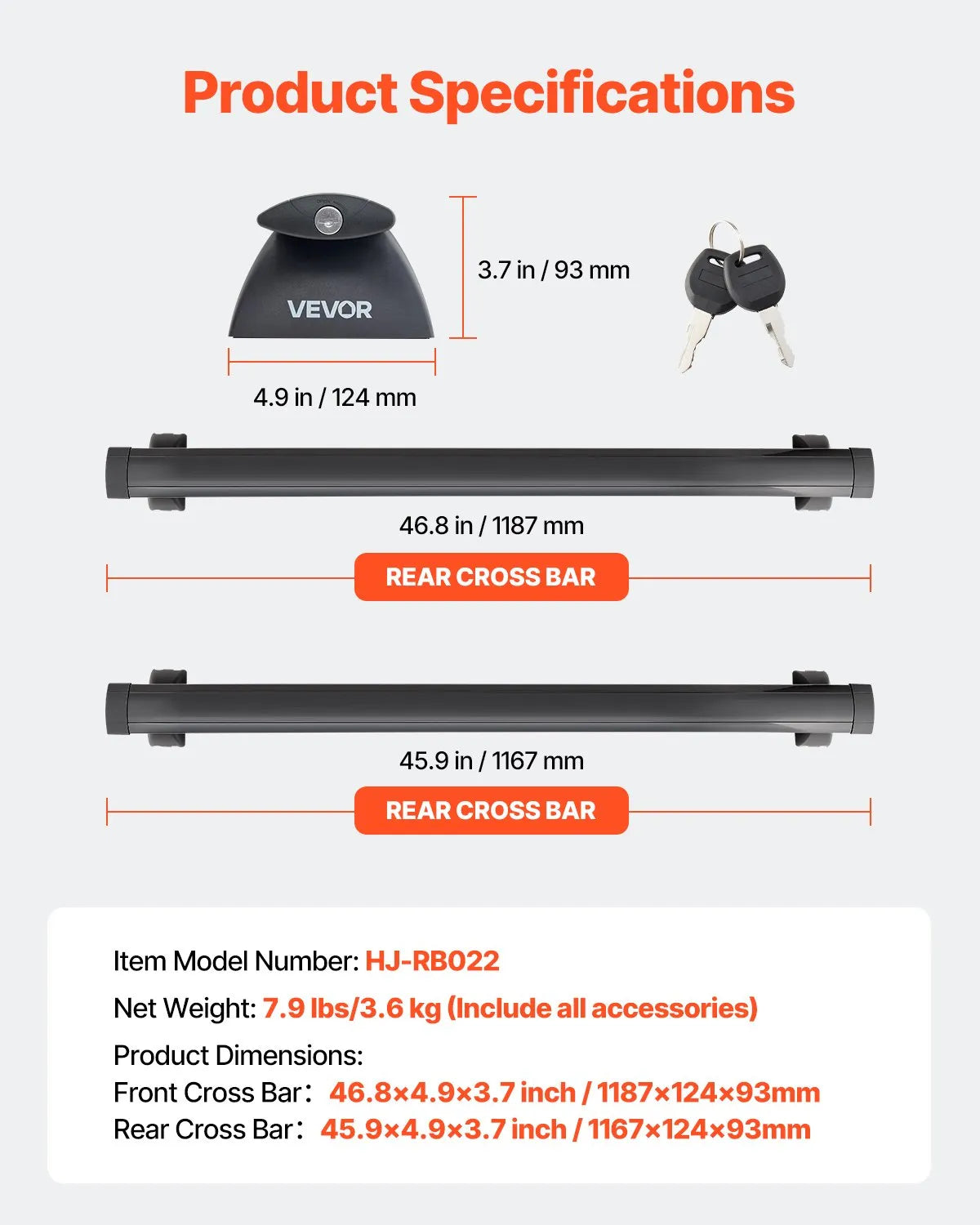 VEVOR Roof Rack Cross Bar for Jeep Grand Cherokee 2014-2023/2011-2021 with Rails