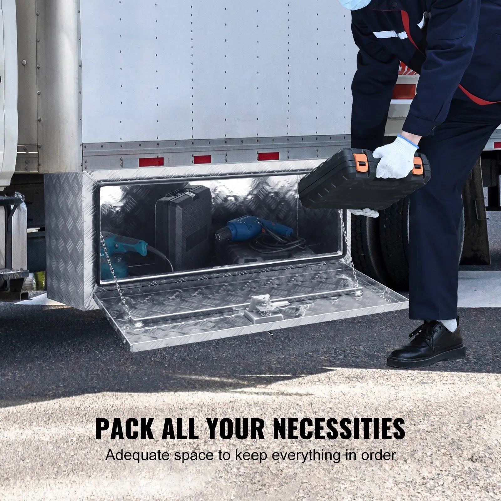 VEVOR Underbody Aluminum Truck Tool Box 36" x 17" x 18" Trailer RV Tool Storage