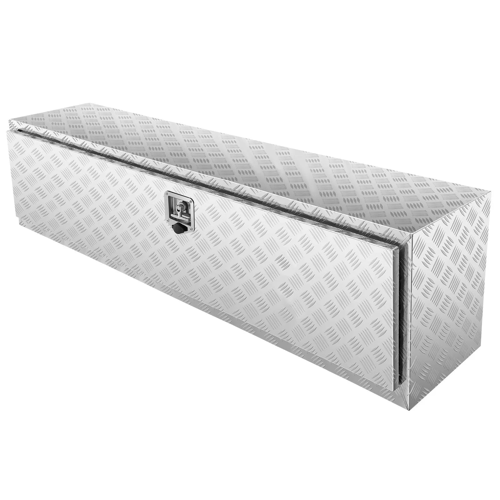 VEVOR Underbody Truck Box, 60"×17"×18" Pickup Storage Box, Heavy Duty Aluminum Diamond Plate Tool Box with Lock and Keys, Waterproof Trailer Storage Box with T-Handle Latch for Truck, Van, Trailer