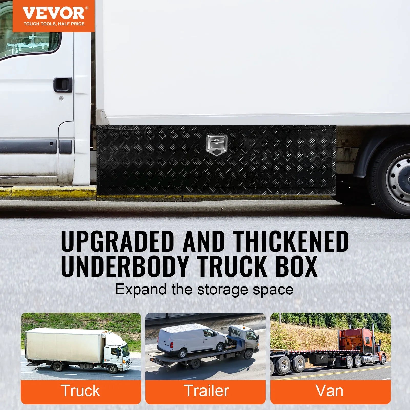 VEVOR Underbody Aluminum Truck Tool Box 60" x 17" x 18" Trailer RV Tool Storage