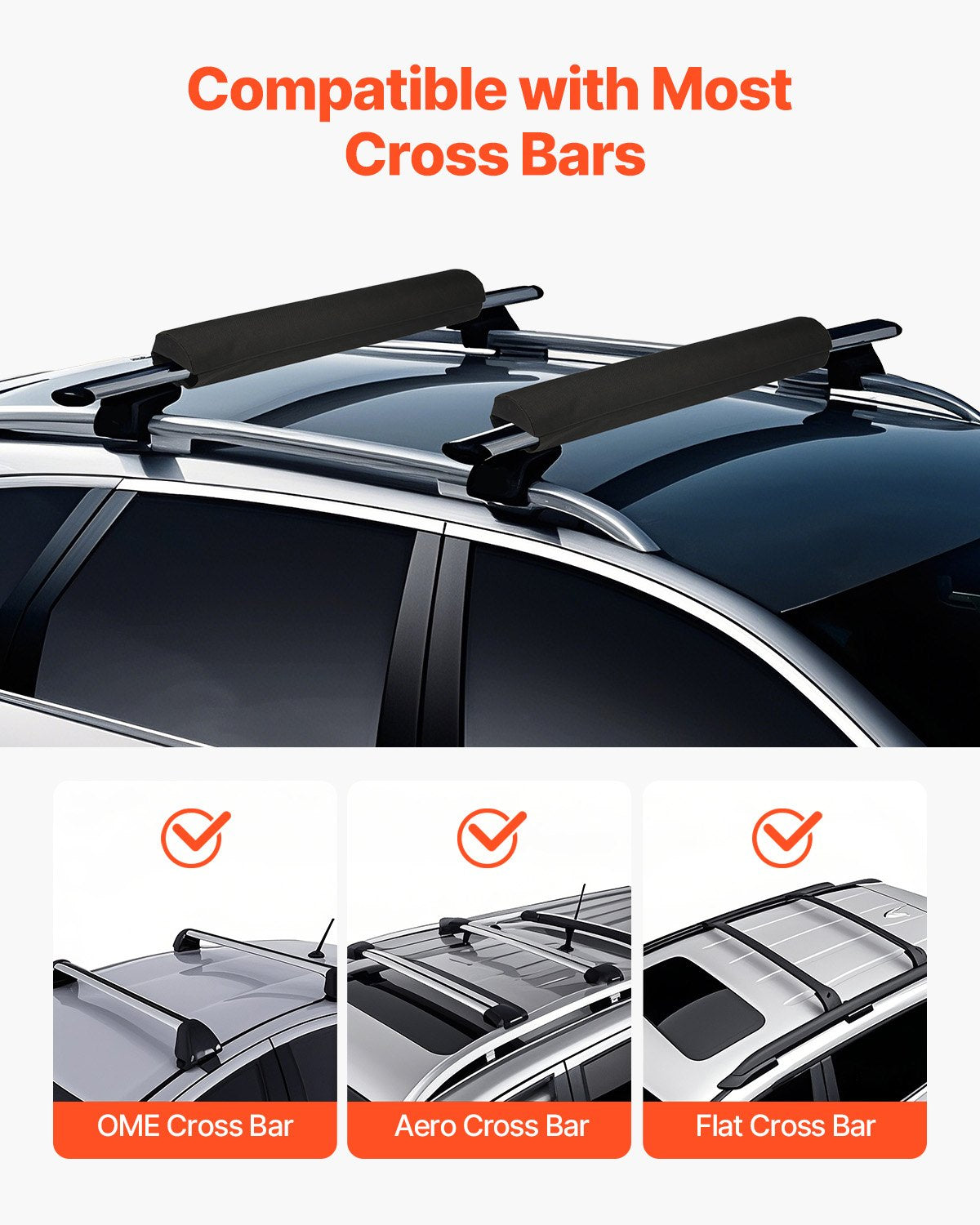 VEVOR Roof Rack Pads for Crossbar 88lbs Load Capacity for Kayak Canoe Surfboard