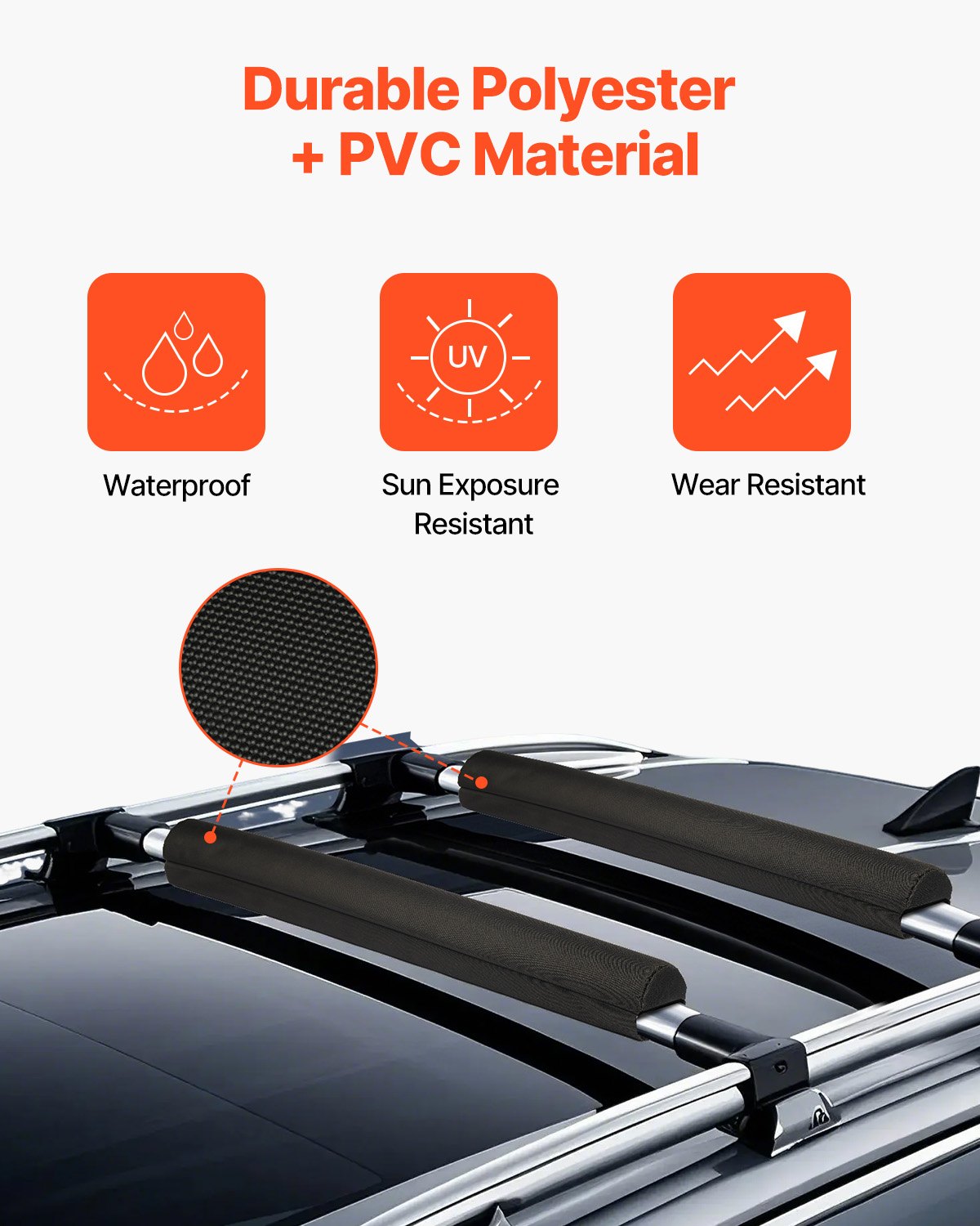 VEVOR Roof Rack Pads for Crossbar 88lbs Load Capacity for Kayak Canoe Surfboard