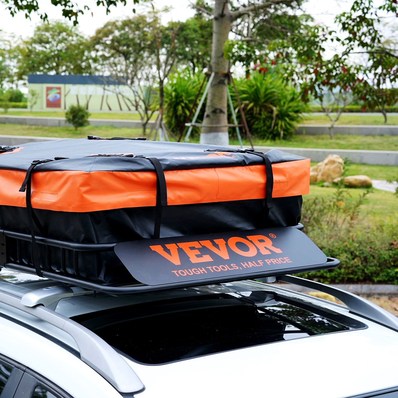 VEVOR Roof Rack Cargo Basket, 51" x 36" x 5" Rooftop Cargo Carrier w/ 15 Cu Ft Waterproof Cargo Bag, 200 LBS Capacity Universal Rack Carrier for SUV, Truck