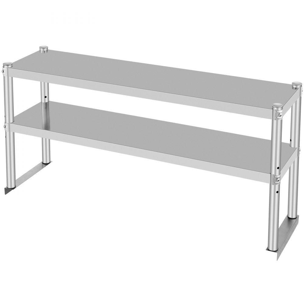 VEVOR Double Overshelf, Double Tier Stainless Steel Overshelf, 48 in. Length x 12 in. Width Double Deck Overshelf, Height Adjustable Overshelf for Prep & Work Table in Kitchen, Restaurant and Workshop