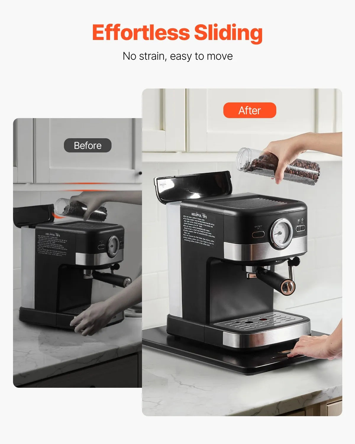 VEVOR Appliance Slider Tray – Rolling Sliding Tray with Rubber Wheels, Black