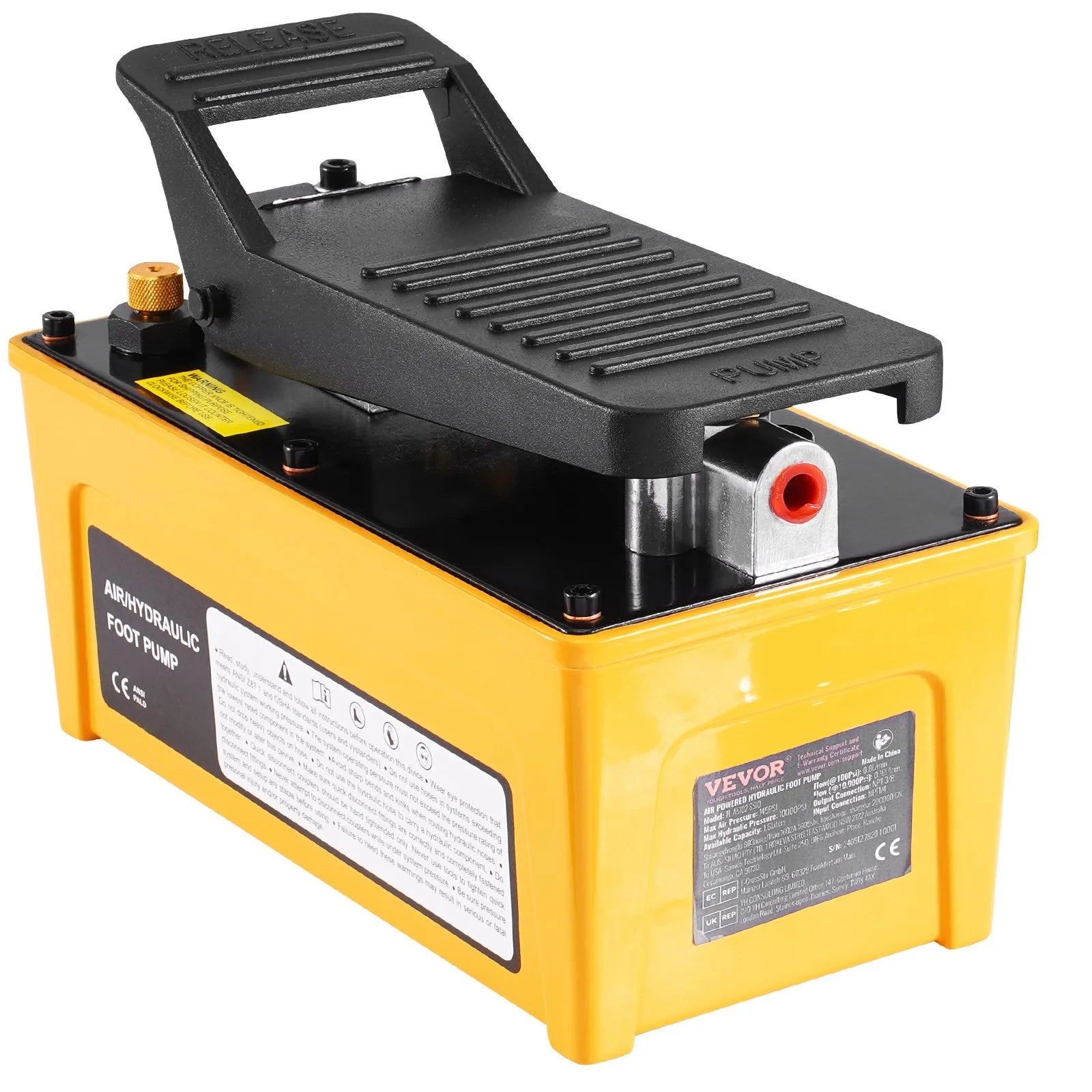 VEVOR Air Hydraulic Pump Air Actuated Foot Pump 10,000PSI Frame Machine Pump