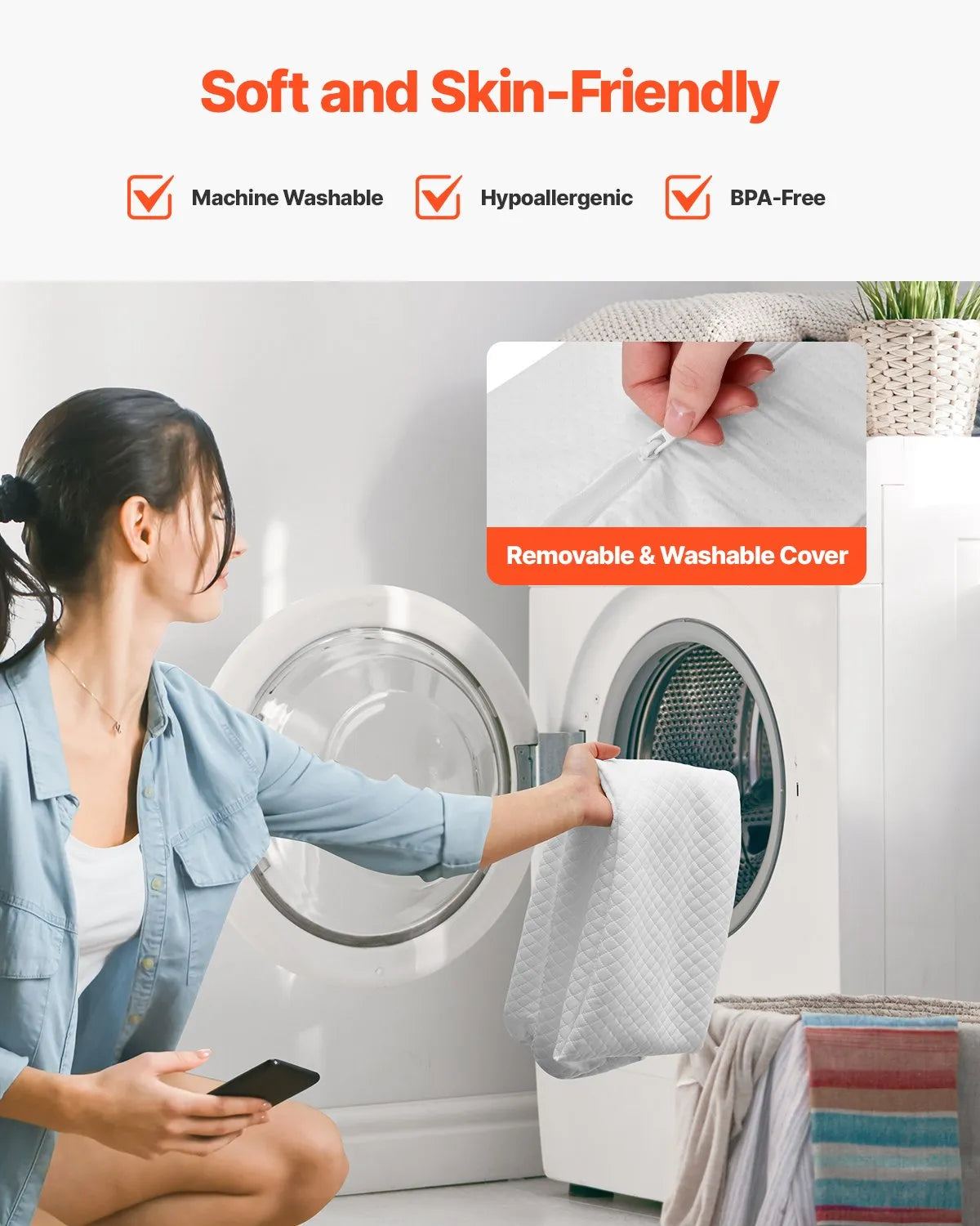 VEVOR Toddlers Bed Bumper 56 in Non-Slip Foam Bed Guard Rail Bumper Lightweight