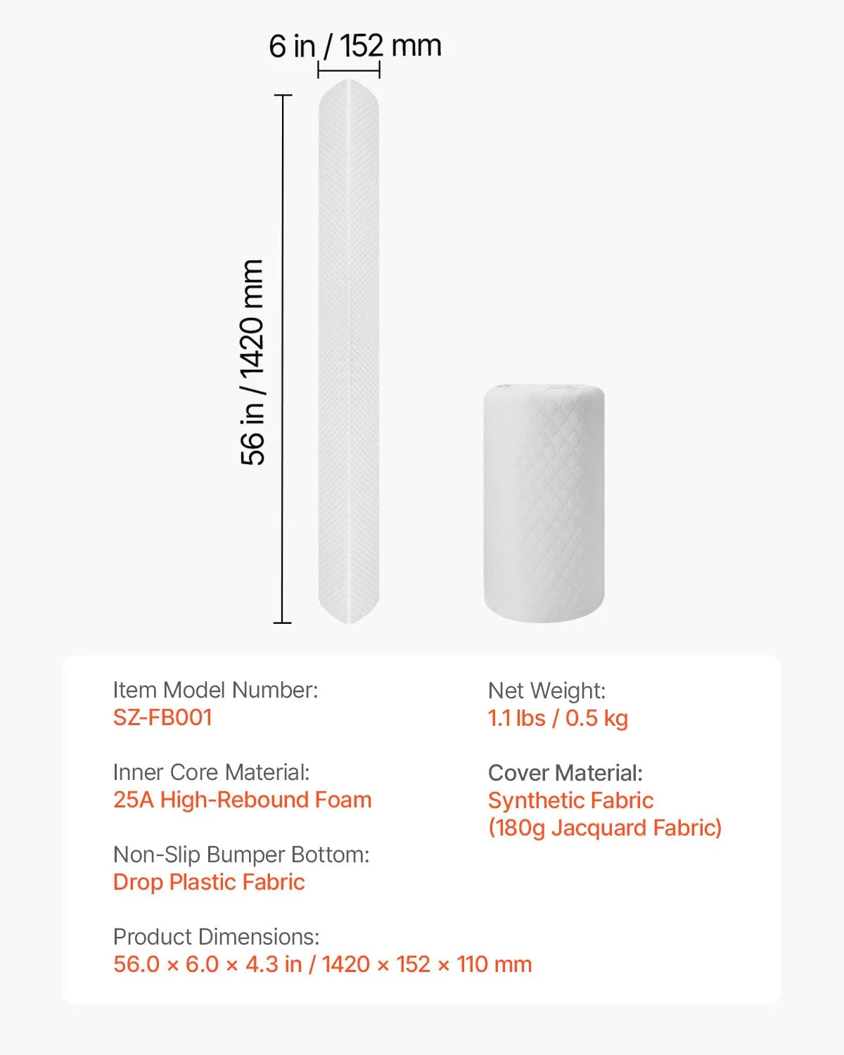 VEVOR Toddlers Bed Bumper 56 in Non-Slip Foam Bed Guard Rail Bumper Lightweight