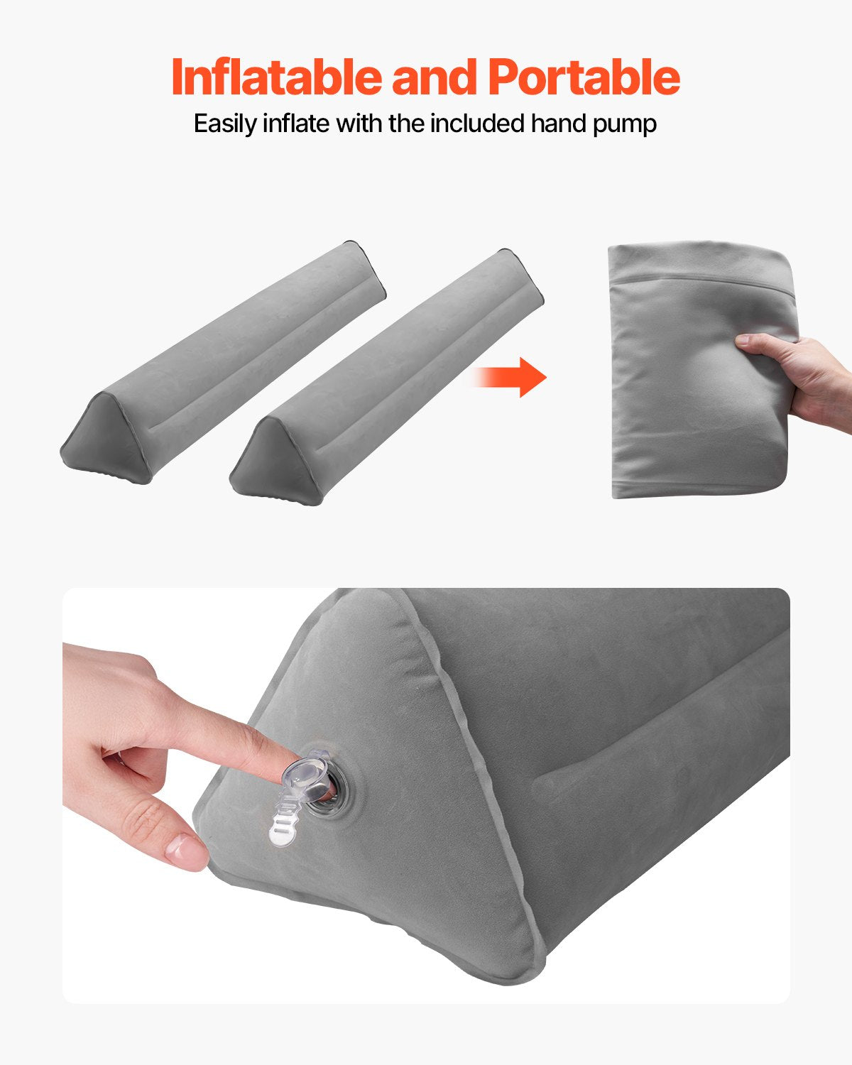VEVOR Bed Bumper for Toddlers 47.4-inch Inflatable Bed Guard Rail with Hand Pump