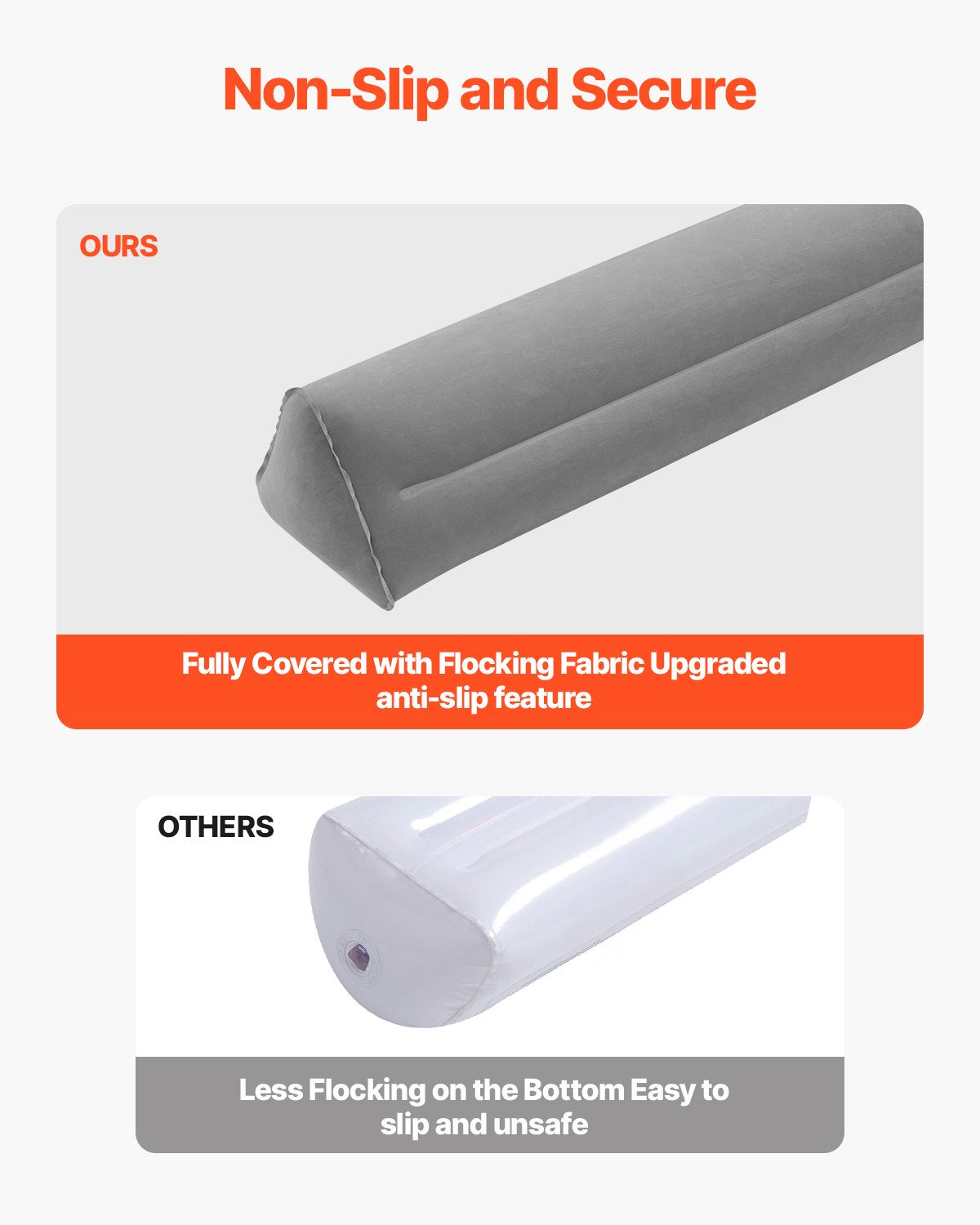 VEVOR Bed Bumper for Toddlers 47.4-inch Inflatable Bed Guard Rail with Hand Pump