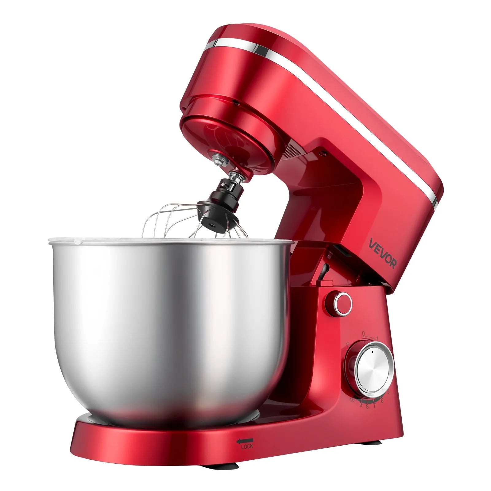VEVOR Stand Mixer, 4.4 QT+6 QT Electric Kitchen Mixer, 300W Dough-Mixer, 10 Speeds Tilt-head Food-Mixer with Stainless Steel Bowls, Dough Hook, Whisk, Beater, for Baking, Mixing, Whipping & Kneading