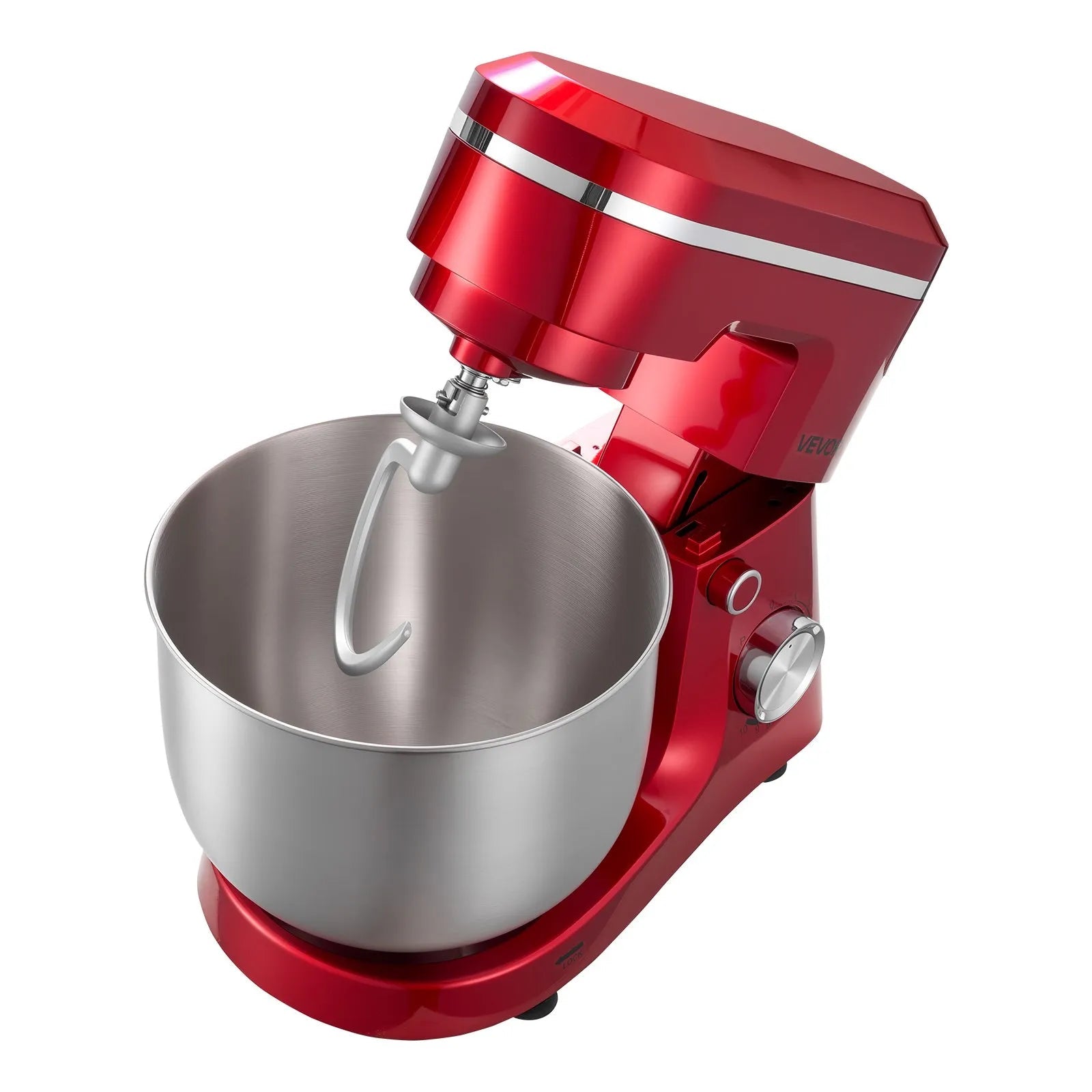 VEVOR Stand Mixer, 6 QT Electric Kitchen Mixer, 300W Dough-Mixer, 10 Speeds Tilt-head Food-Mixer with Stainless Steel Bowl, Dough Hook, Whisk, Beater, for Baking, Mixing, Whipping & Kneading, Red