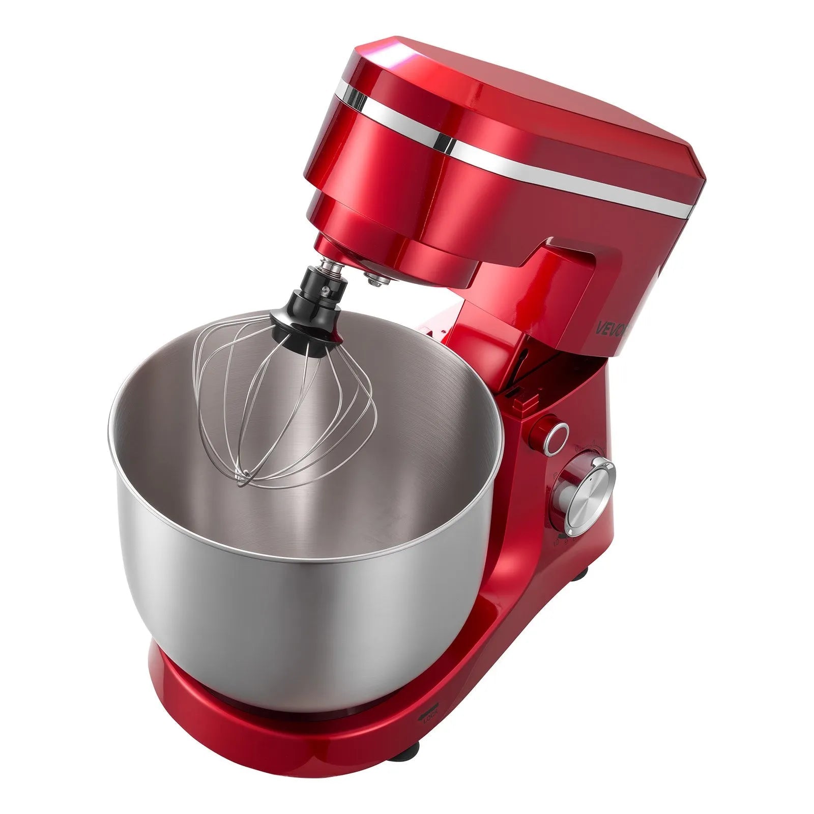 VEVOR Stand Mixer, 6 QT Electric Kitchen Mixer, 300W Dough-Mixer, 10 Speeds Tilt-head Food-Mixer with Stainless Steel Bowl, Dough Hook, Whisk, Beater, for Baking, Mixing, Whipping & Kneading, Red