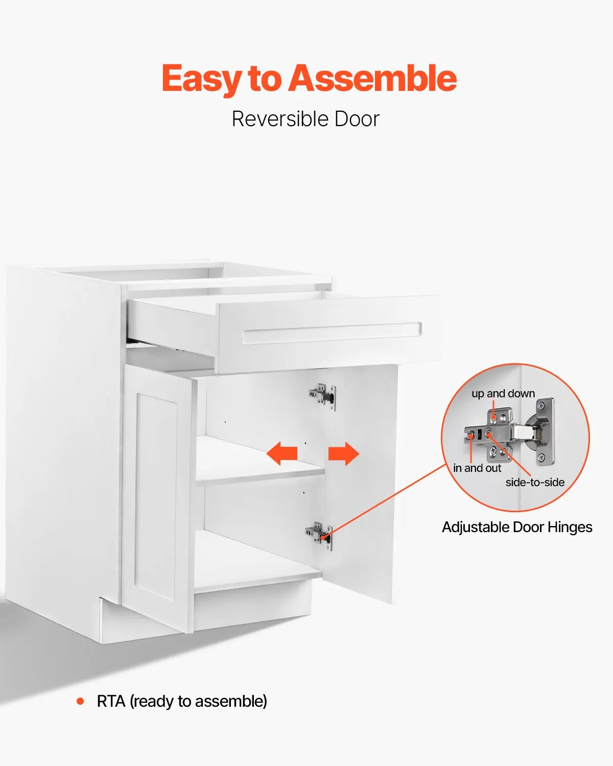 VEVOR Shaker Base Cabinet 24" W x 24" D x 34.5" H Ready to Assemble with Drawer
