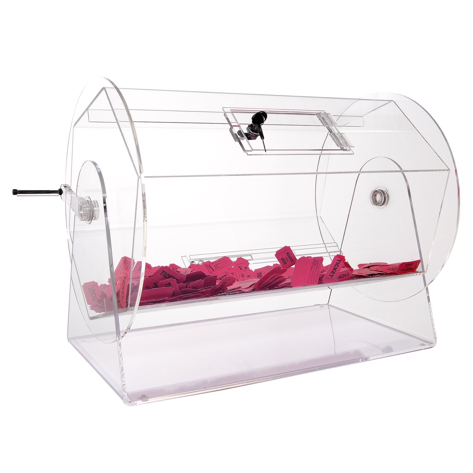 VEVOR Acrylic Raffle Drum, Holds 10000 Tickets or 300 Raffle Balls, Professional Raffle Ticket Spinning Cage with 2 Keys, Transparent Lottery Spinning Drawing, Raffle Ticket Box for Lottery Games Bing