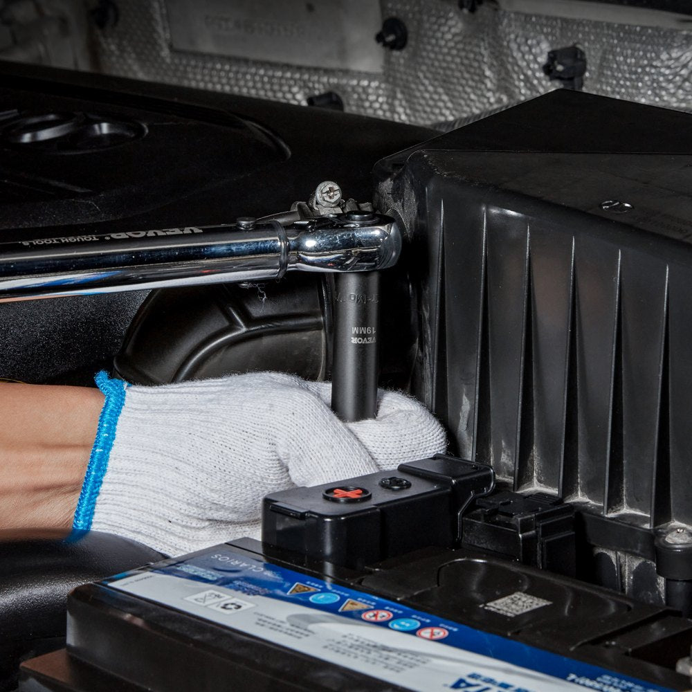 VEVOR 1/2" Drive Impact Socket Set, 65 Piece Socket Set SAE 3/8" to 1-1/4" and Metric 10-24mm, 6 Point Cr-V Alloy Steel for Auto Repair, Easy-to-Read Size Markings, Rugged Construction, Storage Case