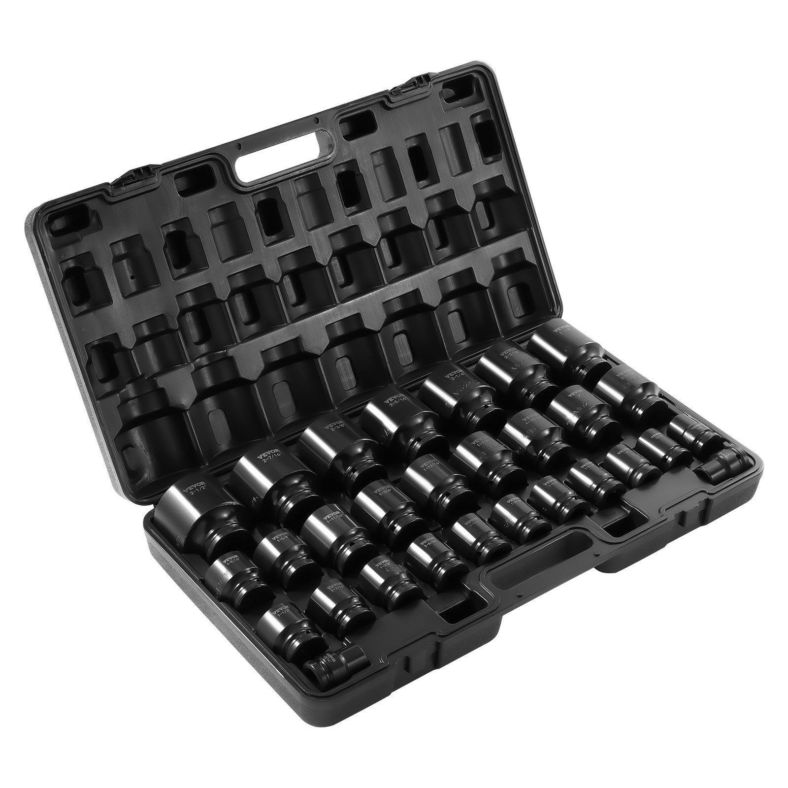 VEVOR Impact Socket Set 3/4 Inches 29 Piece Impact Sockets, 6-Point Sockets, Rugged Construction, CR-M0, 3/4 Inches Drive Socket Set Impact SAE 3/4 inch - 2-1/2 inch, with a Storage Cage