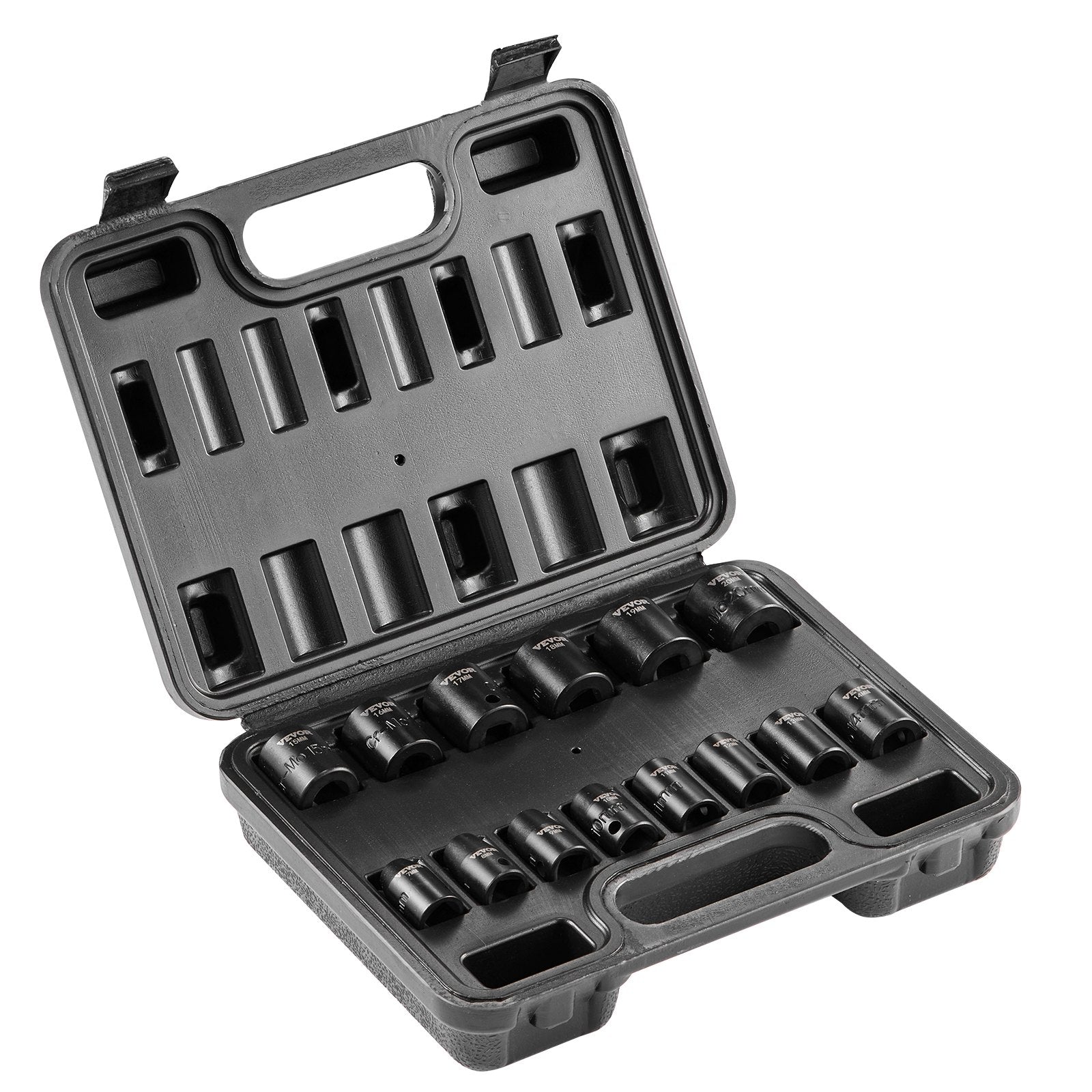 VEVOR Impact Sockets Set 14pcs 6-Point 3/8in Drive Bit Ratchet Tool Kit Case