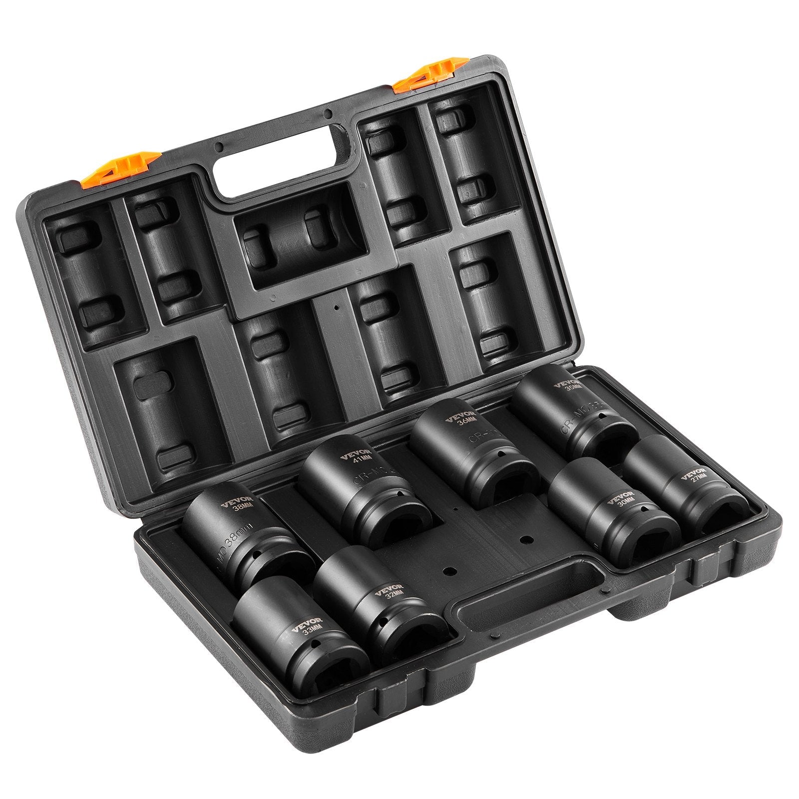 VEVOR Impact Sockets Set 8pcs 6-Point 1" Drive Bit Ratchet Tool Kit Case