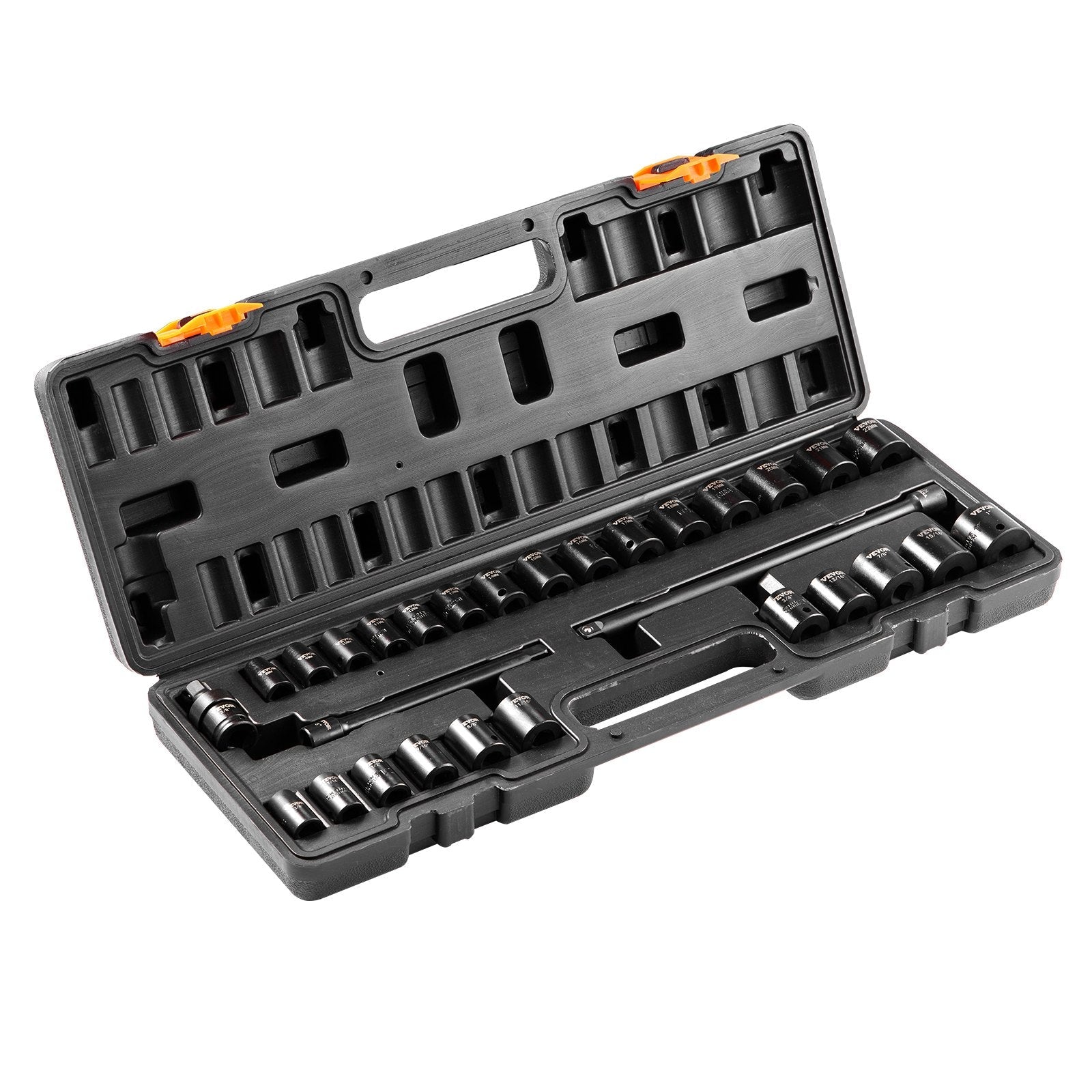 VEVOR Impact Sockets Set 29pcs 6-Point 3/8in Drive Bit Ratchet Tool Kit Case