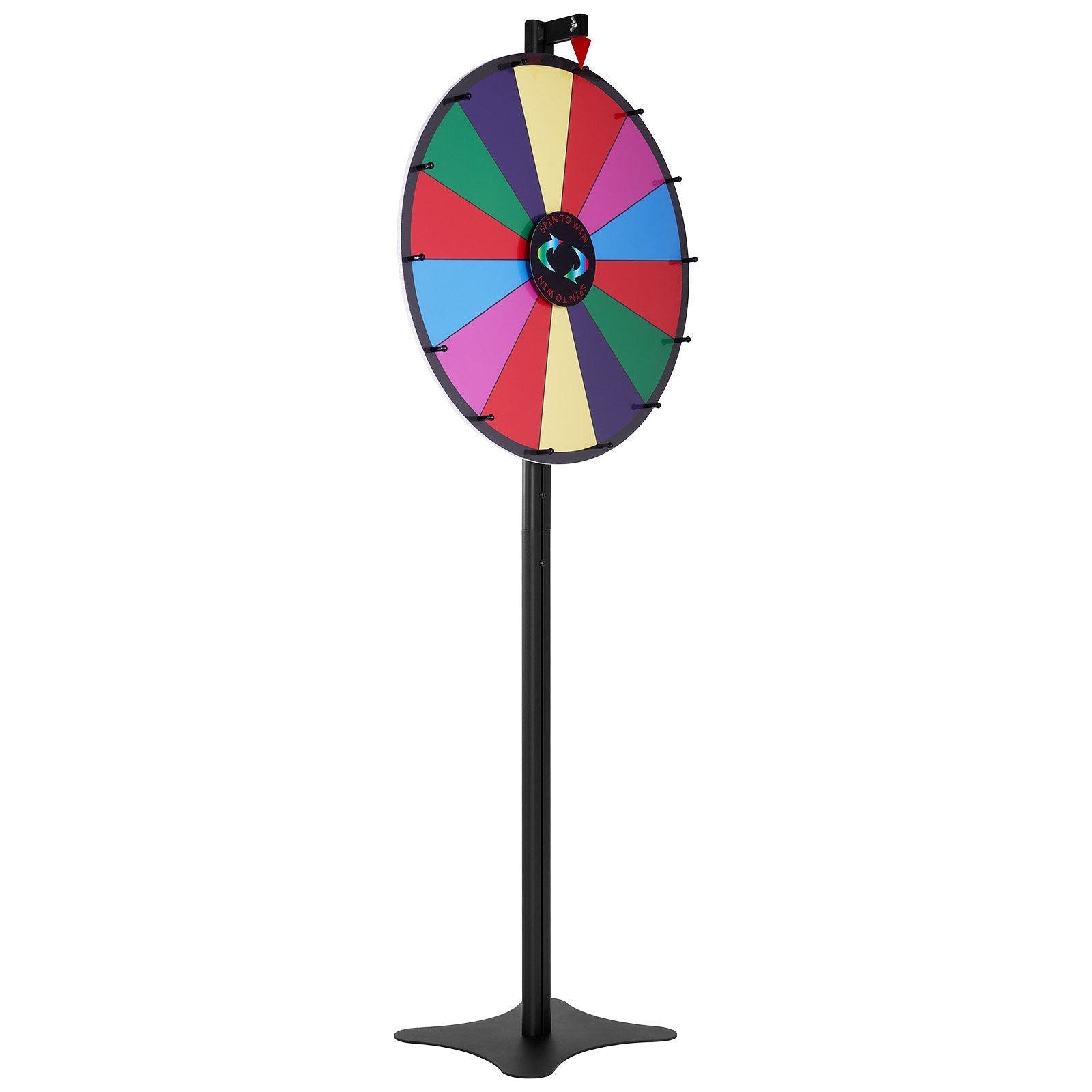 VEVOR 24 inch Spinning Prize Wheel, 14 Slots Spinning Wheel, Roulette Wheel with a Dry Erase and 2 Markers, Tabletop or Floor Standing Win Fortune Spin Games in Party Pub Trade Show Carnival