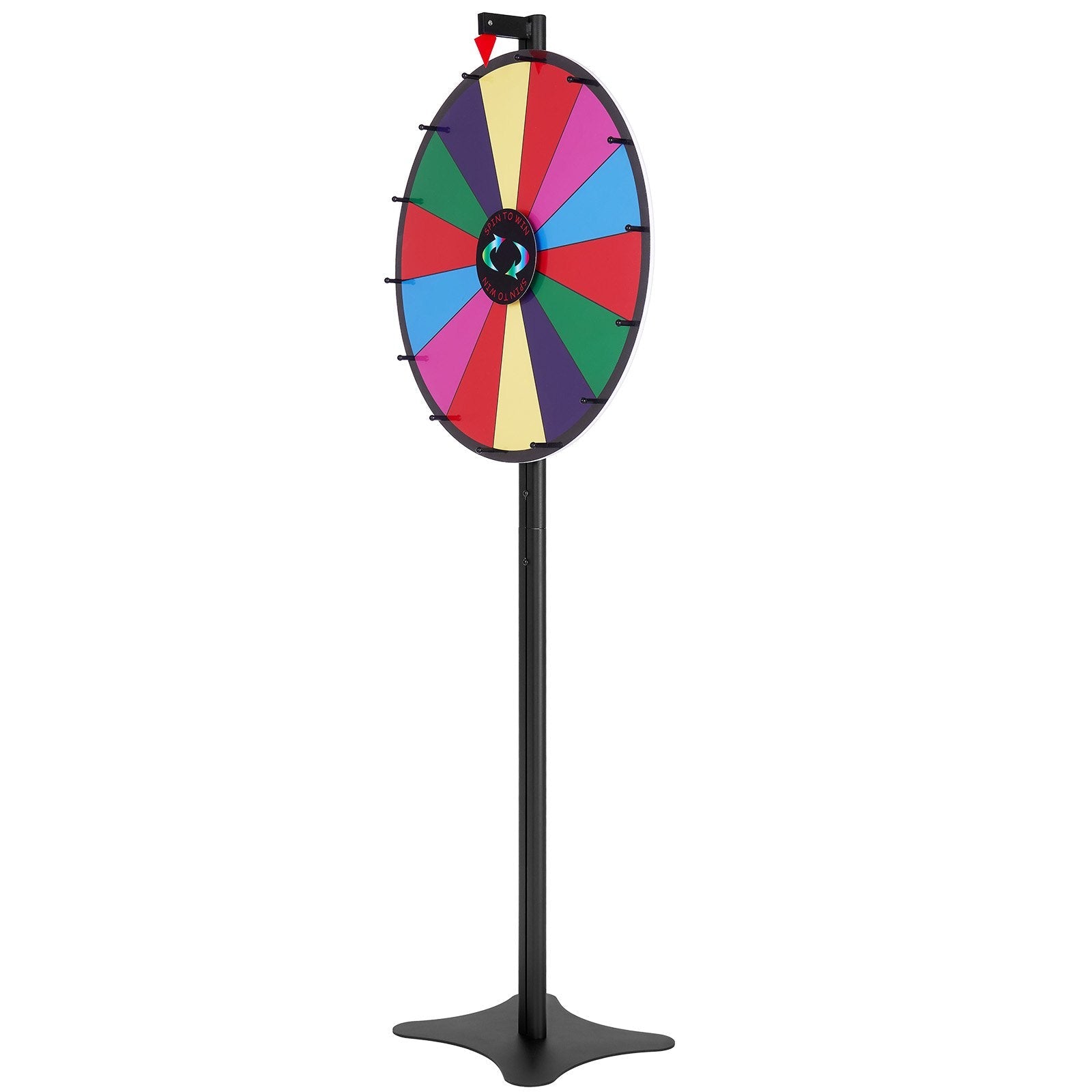 VEVOR 24 inch Spinning Prize Wheel, 14 Slots Spinning Wheel, Roulette Wheel with a Dry Erase and 2 Markers, Tabletop or Floor Standing Win Fortune Spin Games in Party Pub Trade Show Carnival