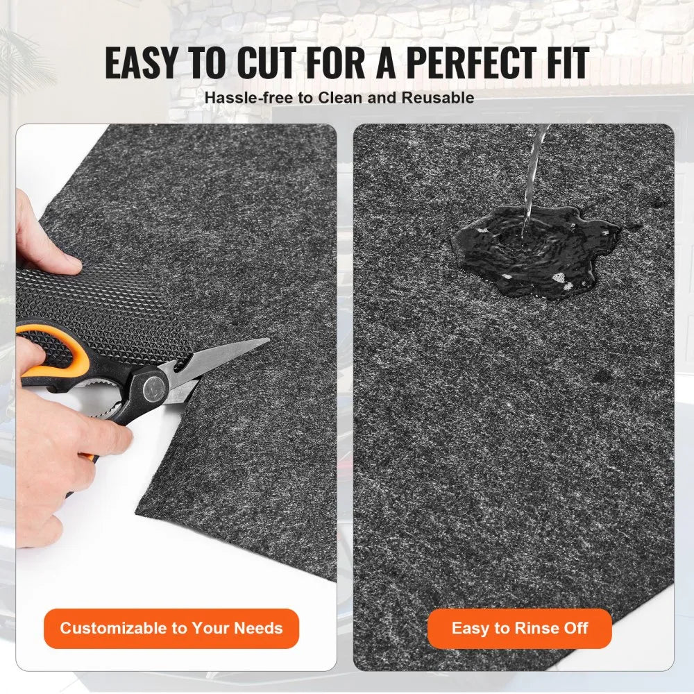 VEVOR Garage Floor Mat, 8'10"x22' Waterproof Protection from Water,Snow, Rain,Mud and Oil for Cars, Non-slip Heavy Duty Containment Mat with TPE Anti-Leak Backing & Easy to Clean & Cuttable