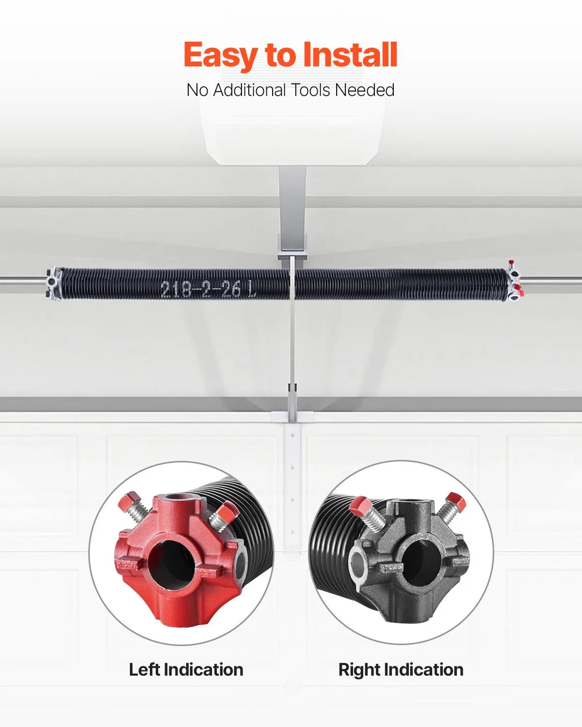 VEVOR Garage Door Torsion Springs Pair of 0.218 x 2 x 26 inch with Winding Bars