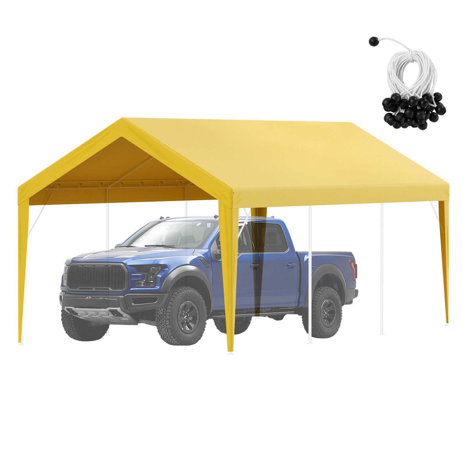 VEVOR Carport Replacement Canopy Cover 10 x 20 ft, Garage Top Tent Shelter Tarp Heavy-Duty Waterproof & UV Protected, Easy Installation with Ball Bungees,Beige (Only Top Cover, Frame Not Include)