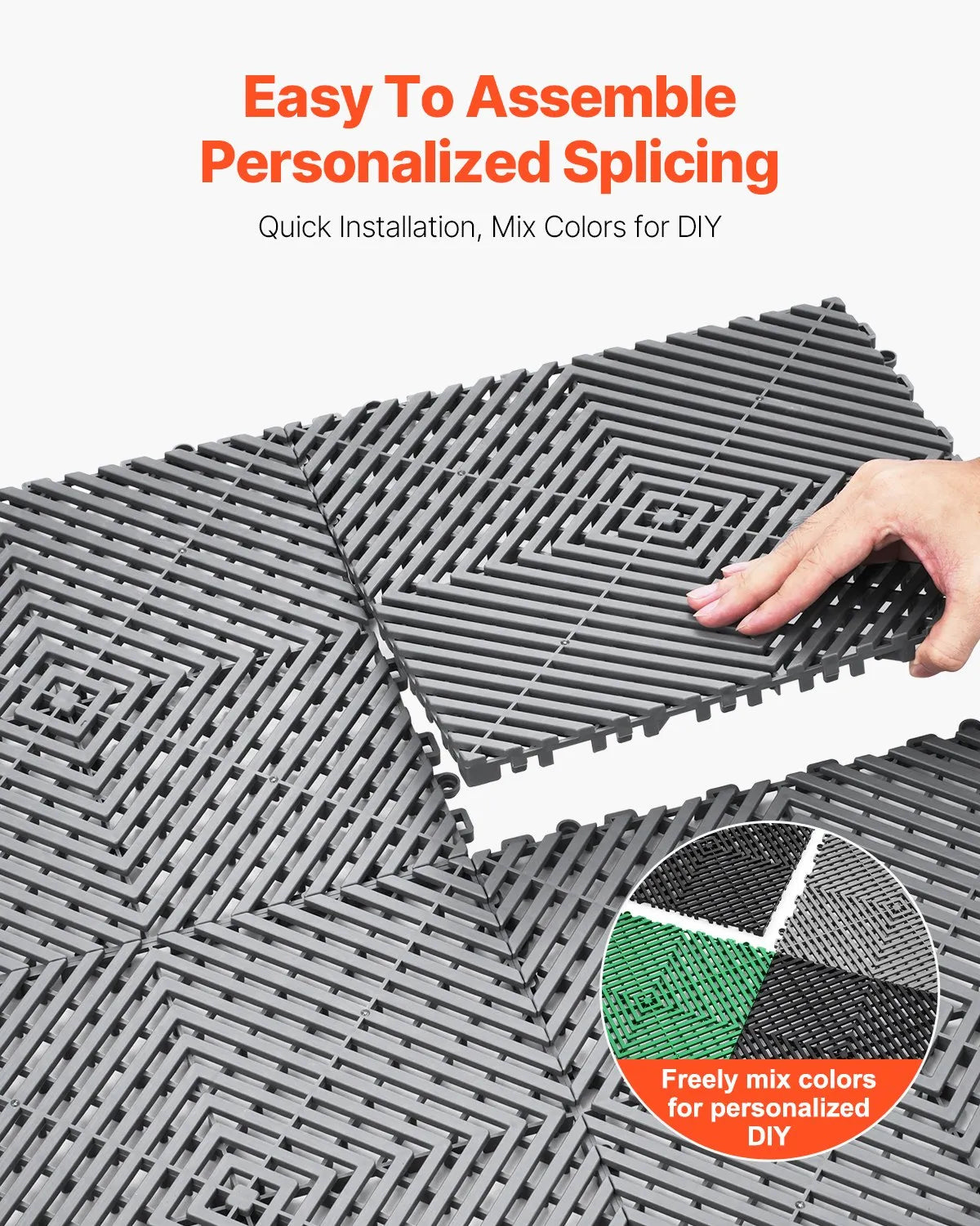 VEVOR Drainage Mat Interlocking Drainage Cushion 12” x 12” Modular Floor Tile