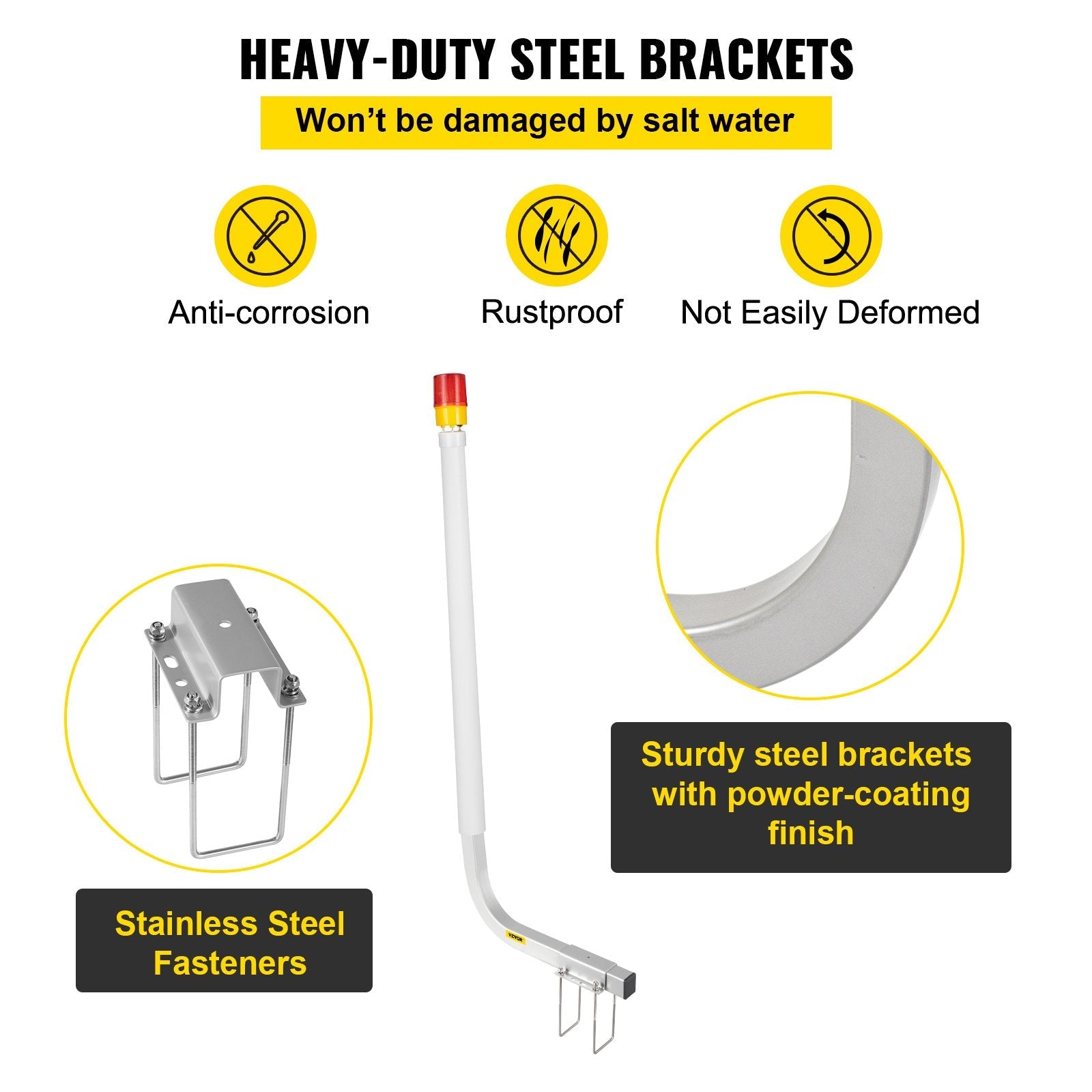 VEVOR Boat Trailer Guide-on, 40", 2PCS Galvanized Steel Trailer Post Guide on, with LED-Lighted PVC Tube Covers, Mounting Hardware Included, for Ski Boat, Fishing Boat or Sailboat Trailer