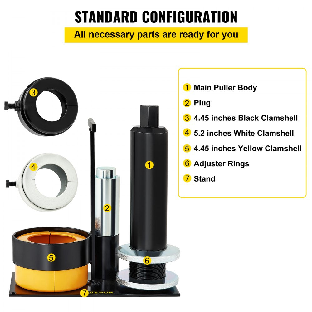VEVOR Carrier & Pinion Bearing Puller, Compatible with Dana?30,40,50,60,70,?80,?Ford?10.25\"?Bearings, Pinion Puller Tool with 3 Clamshells, 45# Steel Clamshell Bearing Puller for Auto Repair