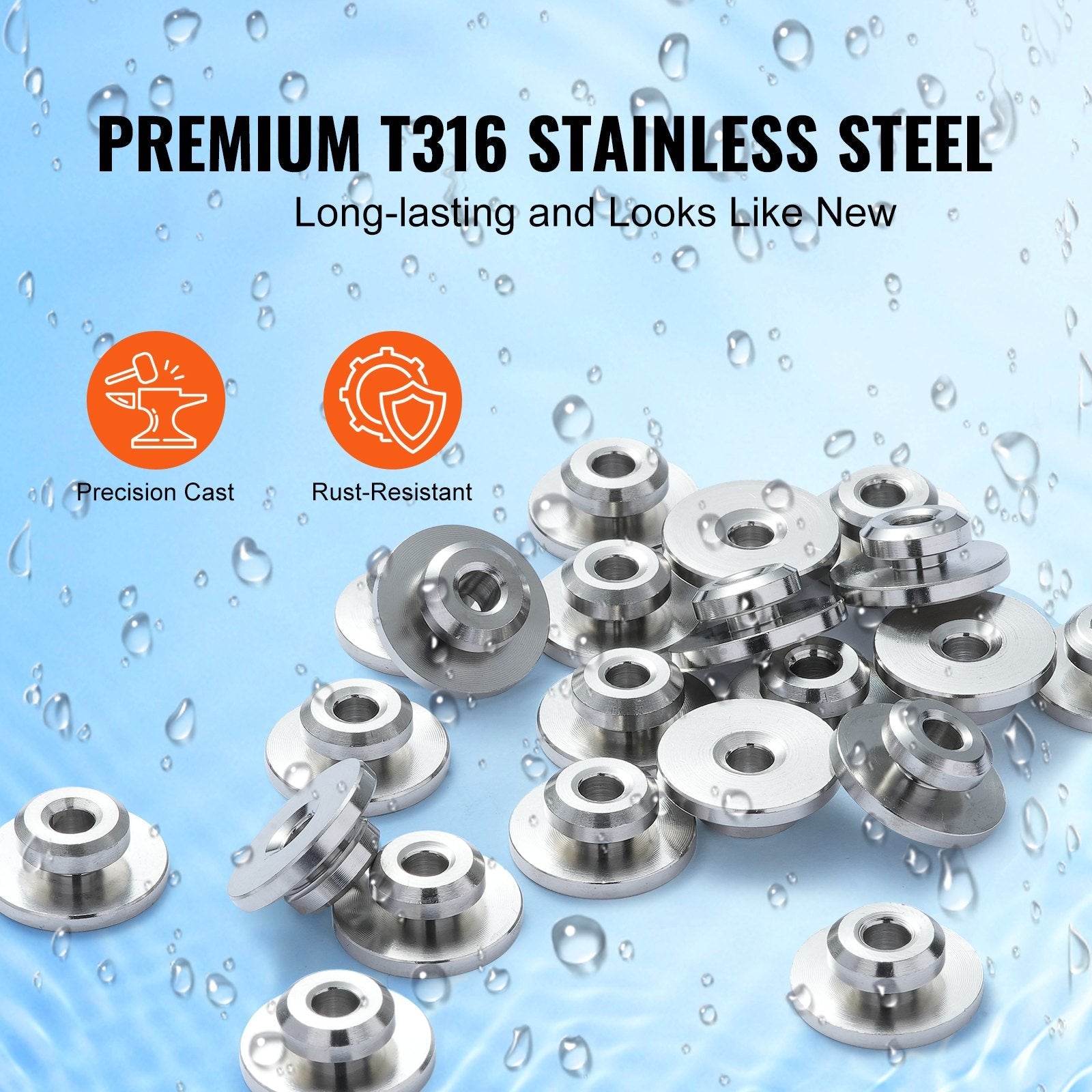 VEVOR 51Pack Cable Railing Kit 1/8" Wheel Protector Sleeves, Bundle with Black Invisible 1/8" Swage Tensioner and Terminal, Cable Railing Post Safeguard Covers for 0.41inch Horizontal Hole Post