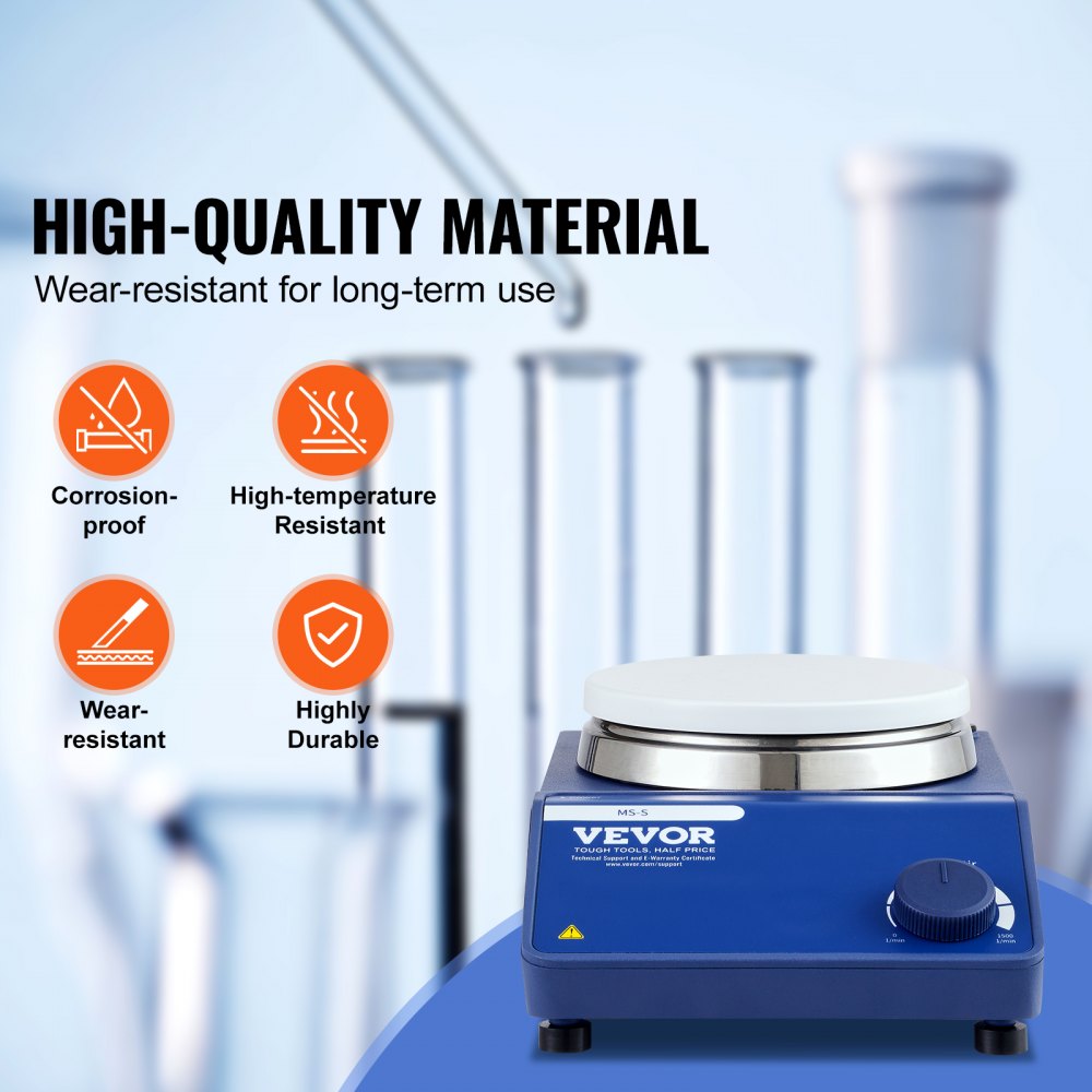 VEVOR Magnetic Stirrer, 0-1500 RPM Stir Plate with Adjustable Speed Knob, 23L Plate Stirrer Kit, Stir Bar Included