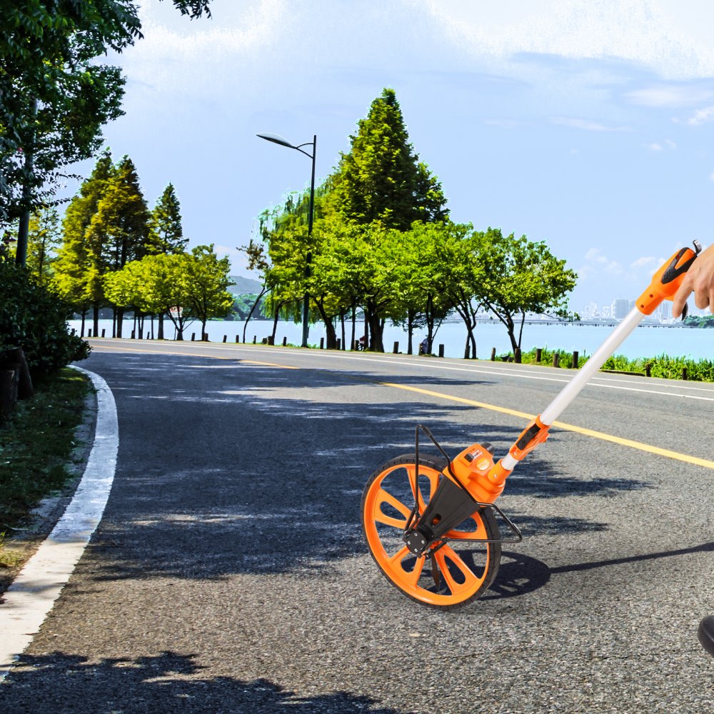 VEVOR Measuring Wheel in Inches, 12.5in Diameter Wheel, Centerline Design w/ Handbrake, 39.76-20.47 in Telescoping Measure Wheel,Measurement 0-9,999m with Bag, for Lawn/Hard/Soft/Wood Road Measuring