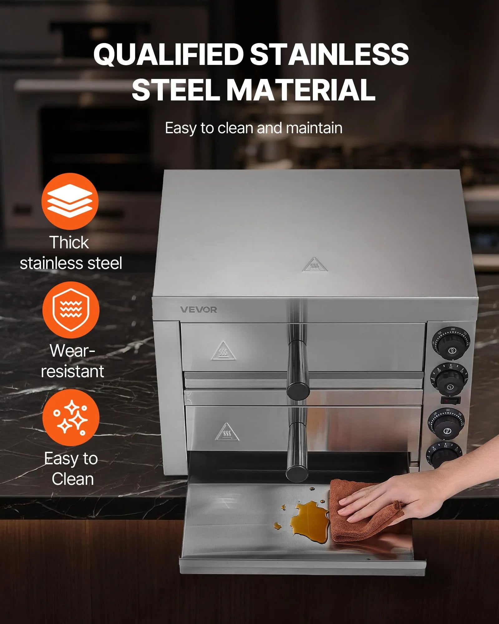 VEVOR Electric Countertop Pizza Oven 12" Adjustable Temperature 0-120Min Timer