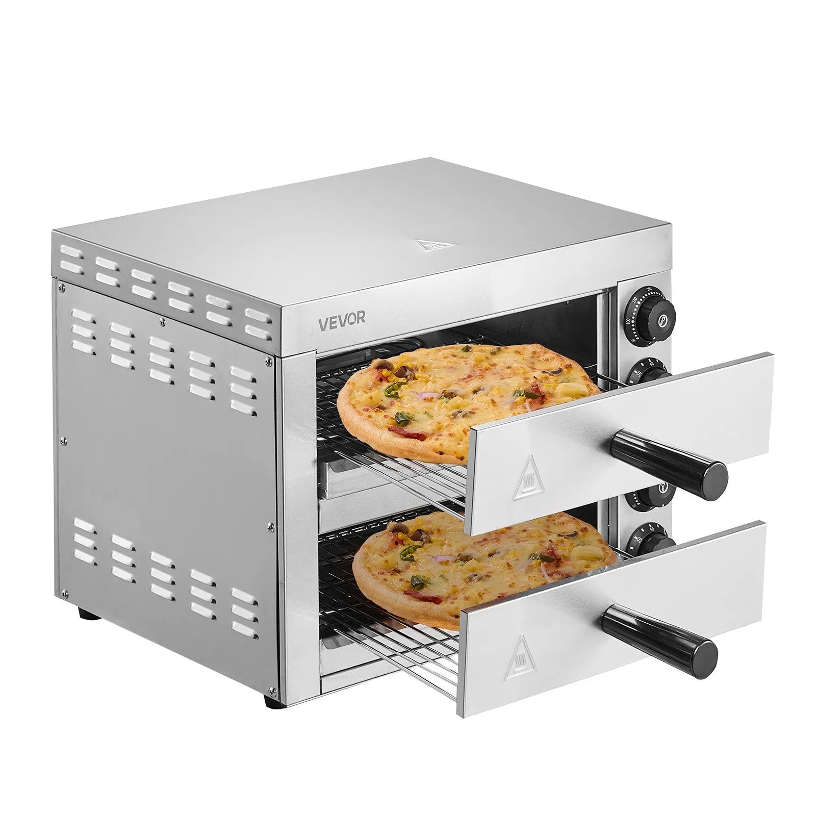 VEVOR Electric Countertop Pizza Oven 12" Adjustable Temperature 0-120Min Timer
