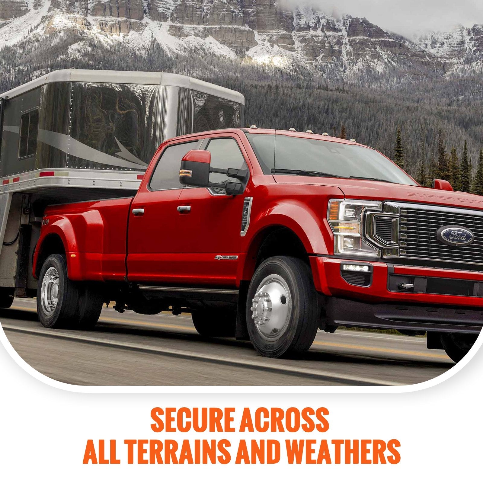 VEVOR 19.5-inch 10 Lug Wheel Simulators, 304 Stainless Steel Wheel Simulator Kit with Mirror Polished Finish, 2 Front and 2 Rear Wheel Covers Fit for Ford F450/F550 (2005-2020), 4 pcs