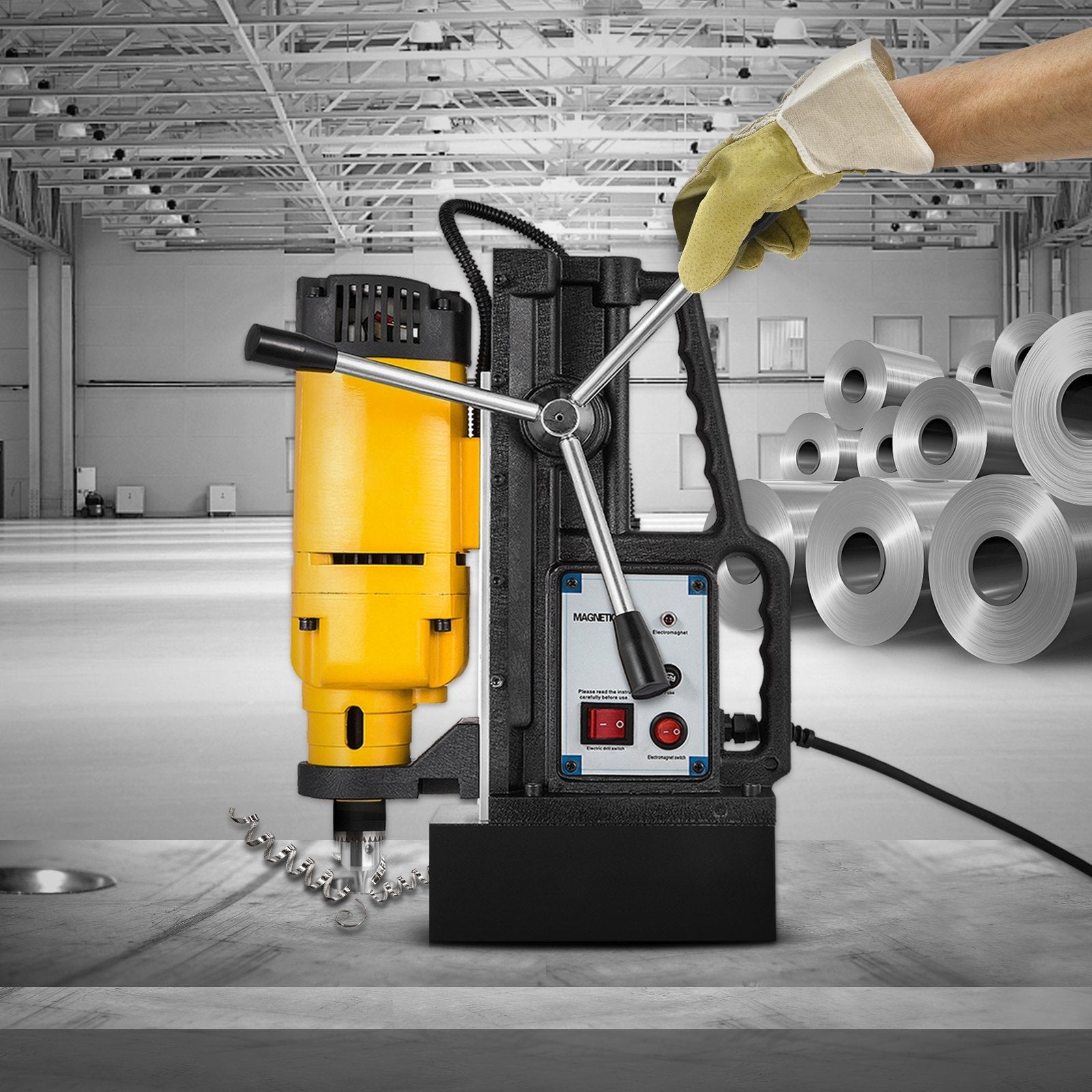 VEVOR 1200W Magnetic Drill Press with 9/10 Inch (23mm) Boring Diameter Magnetic Drill Press Machine 2920 Lbs Magnetic Force Magnetic Drilling System 500RPM Portable Electric Magnetic Drill Press