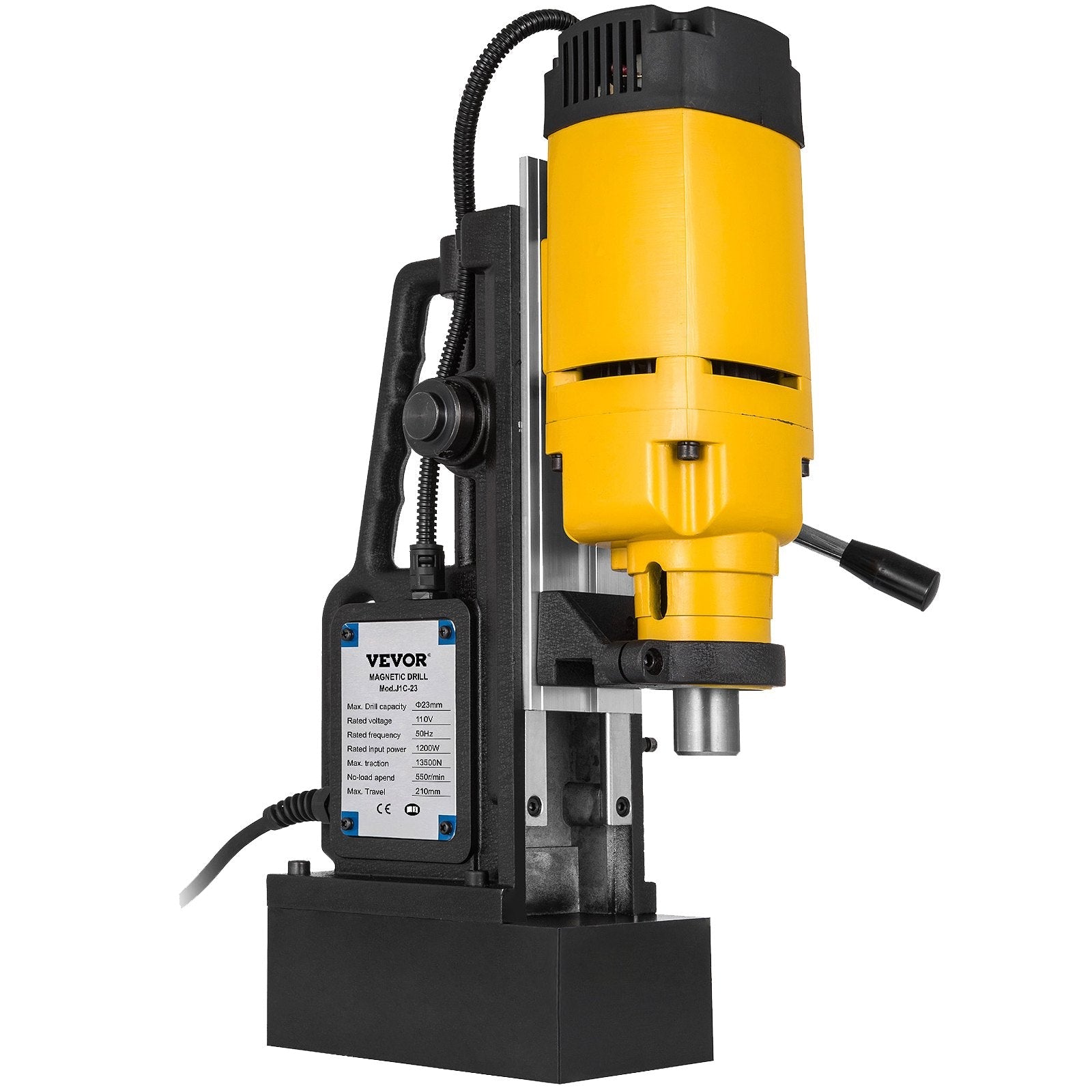 VEVOR 1200W Magnetic Drill Press with 9/10 Inch (23mm) Boring Diameter Magnetic Drill Press Machine 2920 Lbs Magnetic Force Magnetic Drilling System 500RPM Portable Electric Magnetic Drill Press